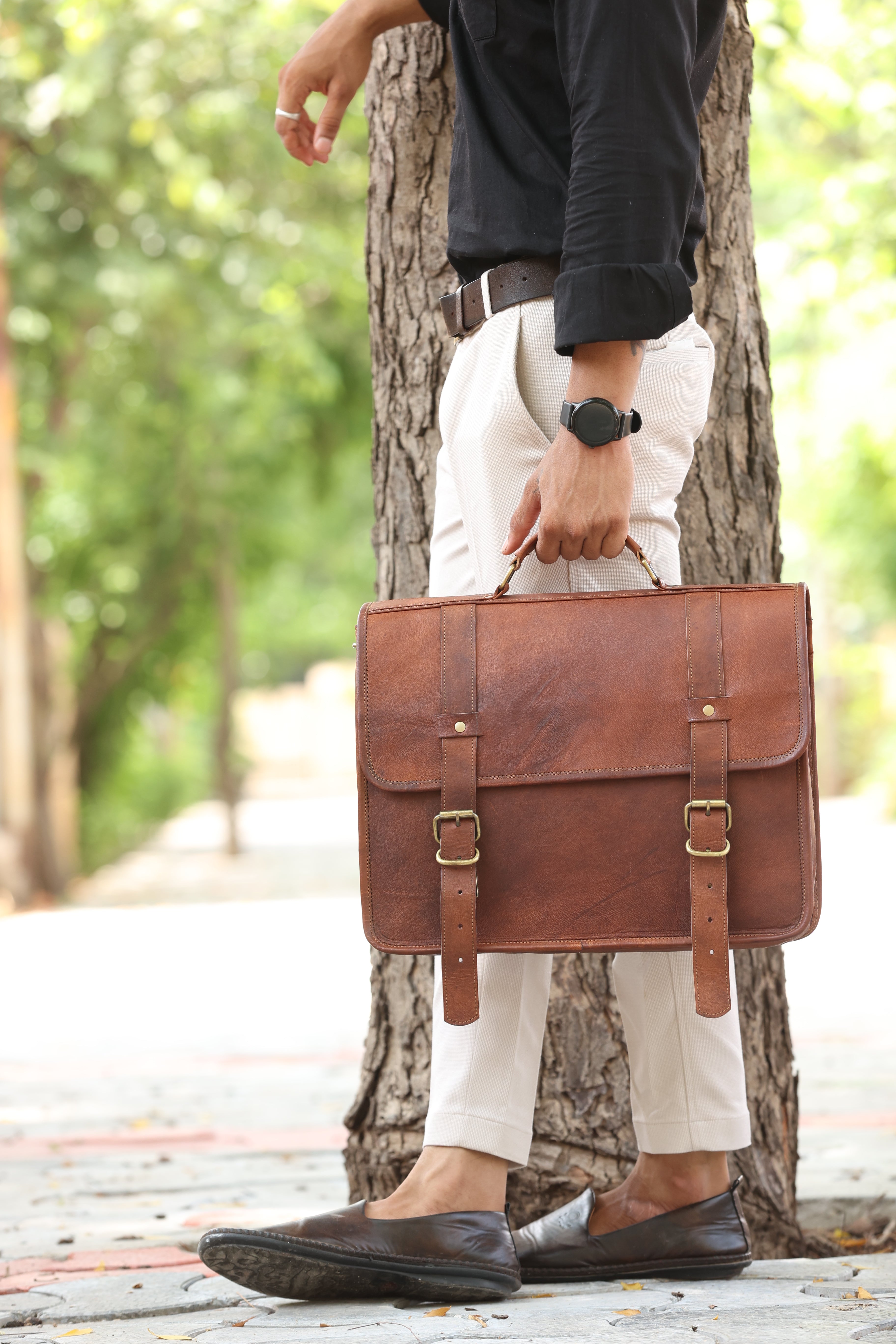 DEKVIO Leather Messenger Bag 15.6 Inch Laptop Briefcase Satchel Vintage Crossbody Shoulder Bag for Men Women