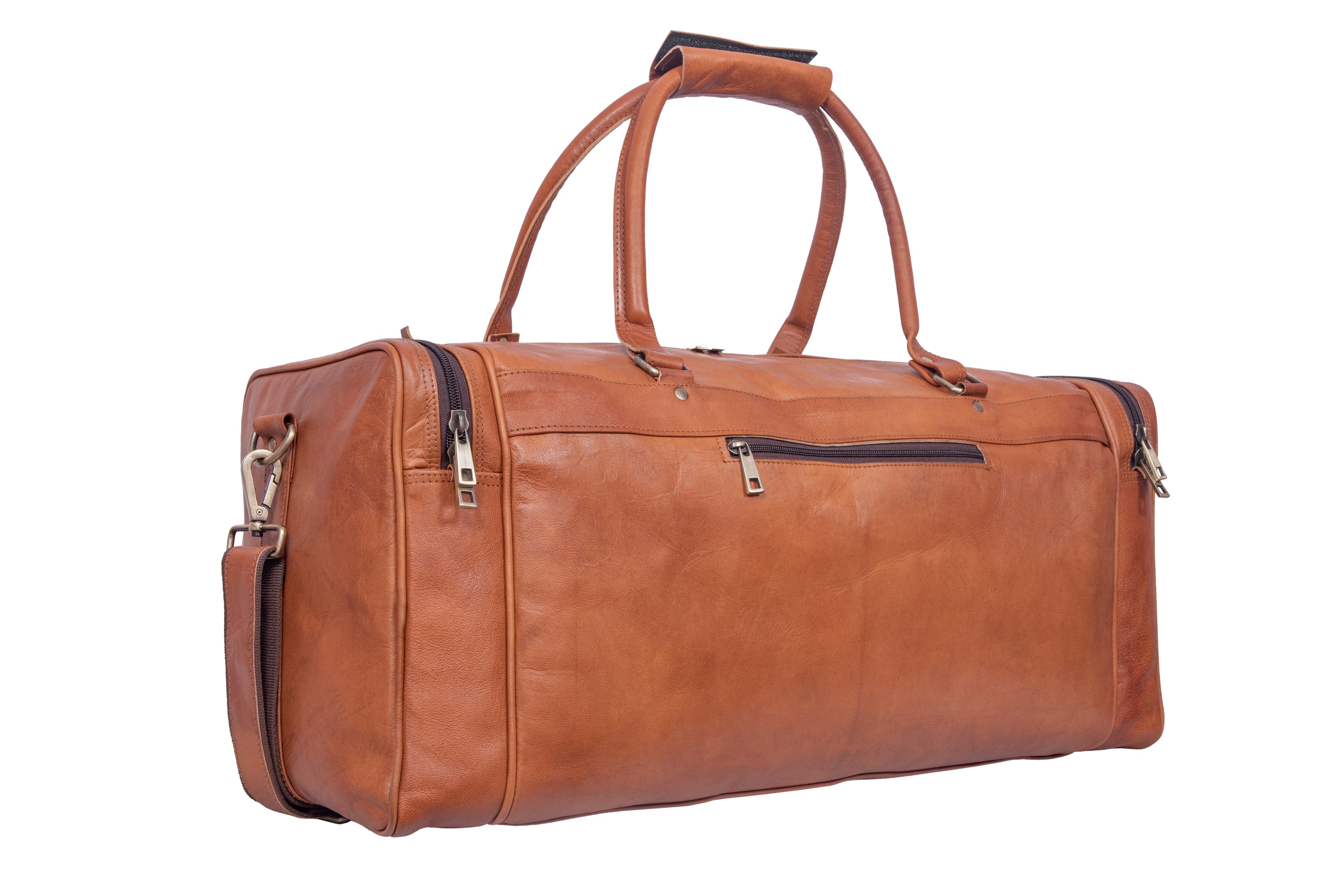 DEKVIO 24" Square Leather Duffle Bag | Handcrafted Vintage Holdall | Men & Women Weekend Travel Bag | Brown, Coffee, Tan, Black