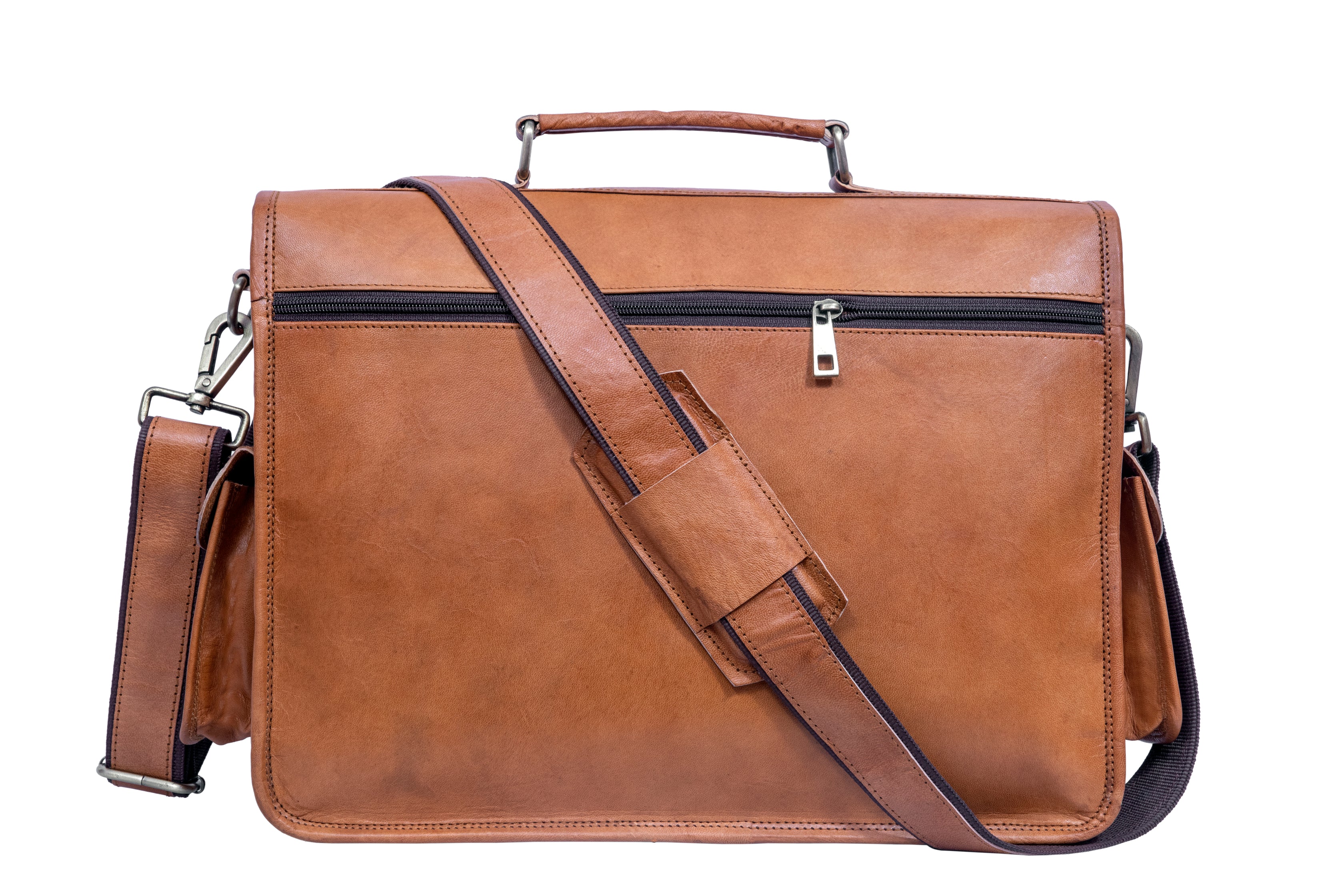 DEKVIO Leather Messenger Bag Vintage Crossbody Laptop Briefcase 15.6 Inch Shoulder Satchel for Men Women