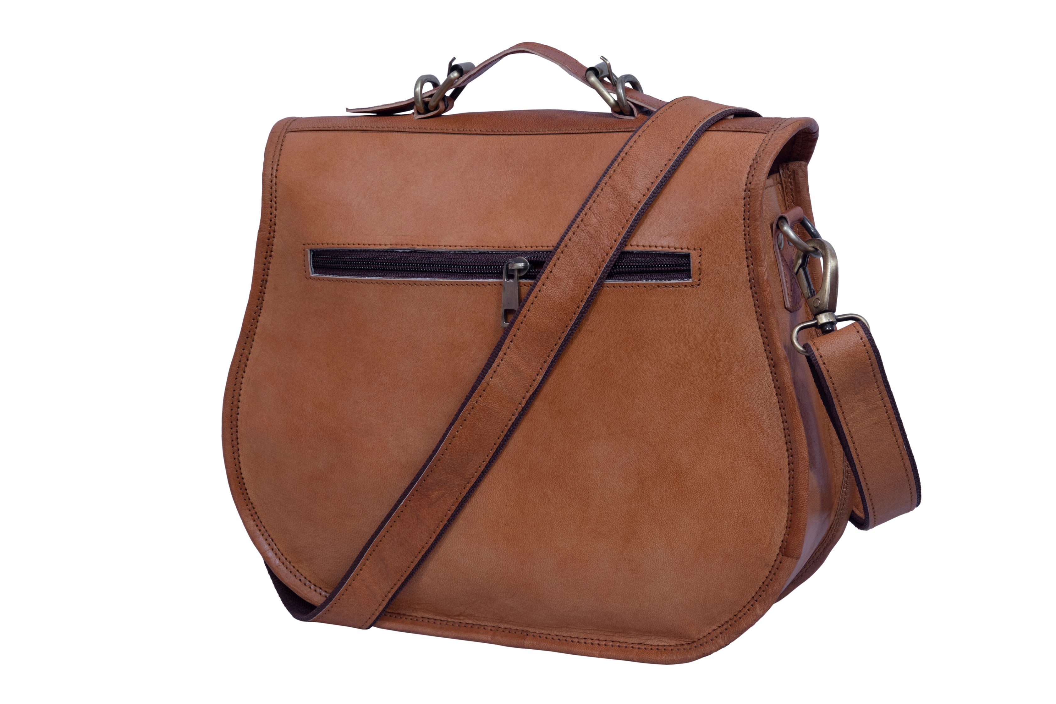 DEKVIO Large Leather Crossbody Handbag Purse for Women | Twin Pocket Full Grain Leather Saddle Bag | Removable Handle | Fits 12" Tablet | Brown, Coffee, Tan, Black