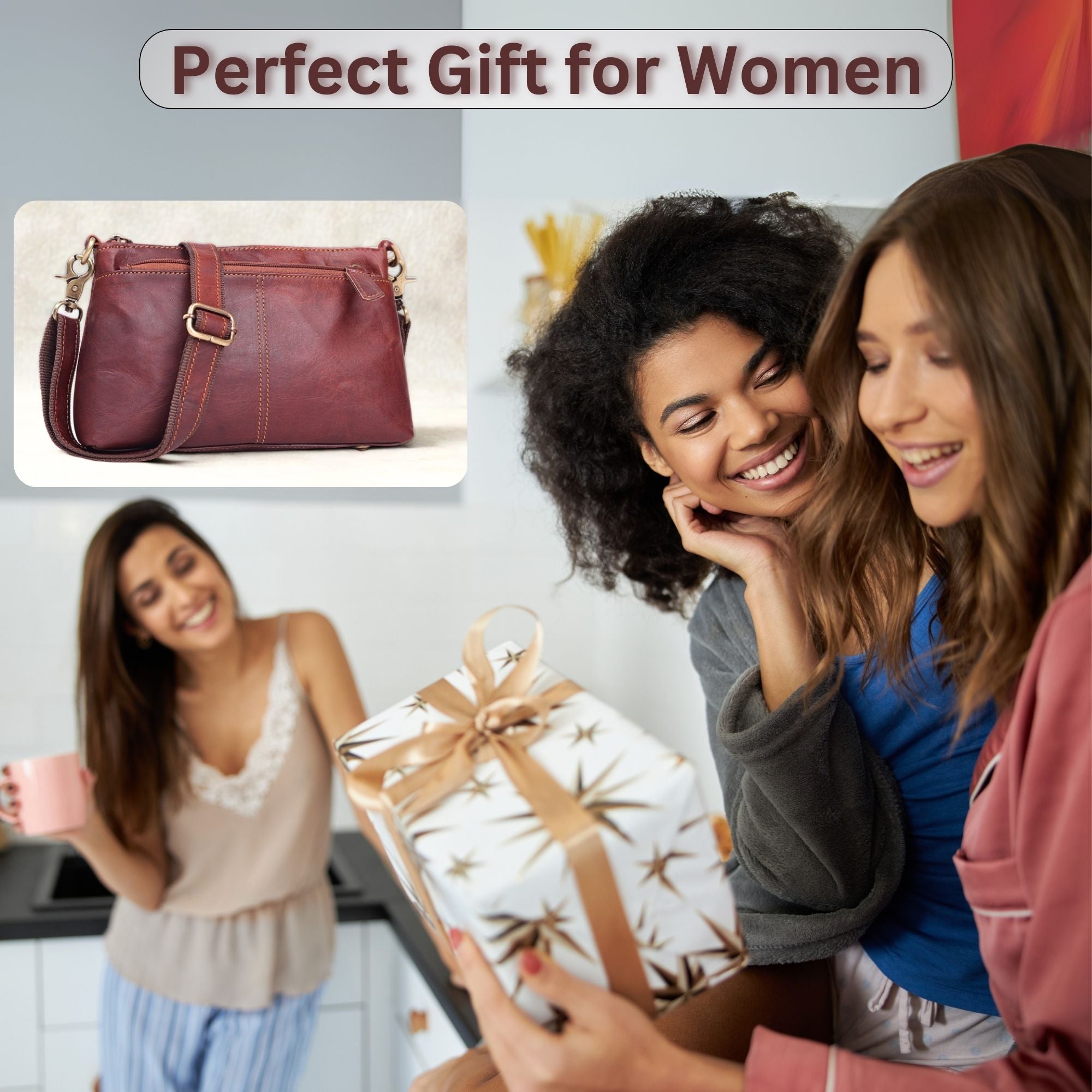DEKVIO Small Genuine Leather Crossbody Purse for Women | 3-Zip Vintage Leather Shoulder Bag | Brown, Coffee, Tan, Black