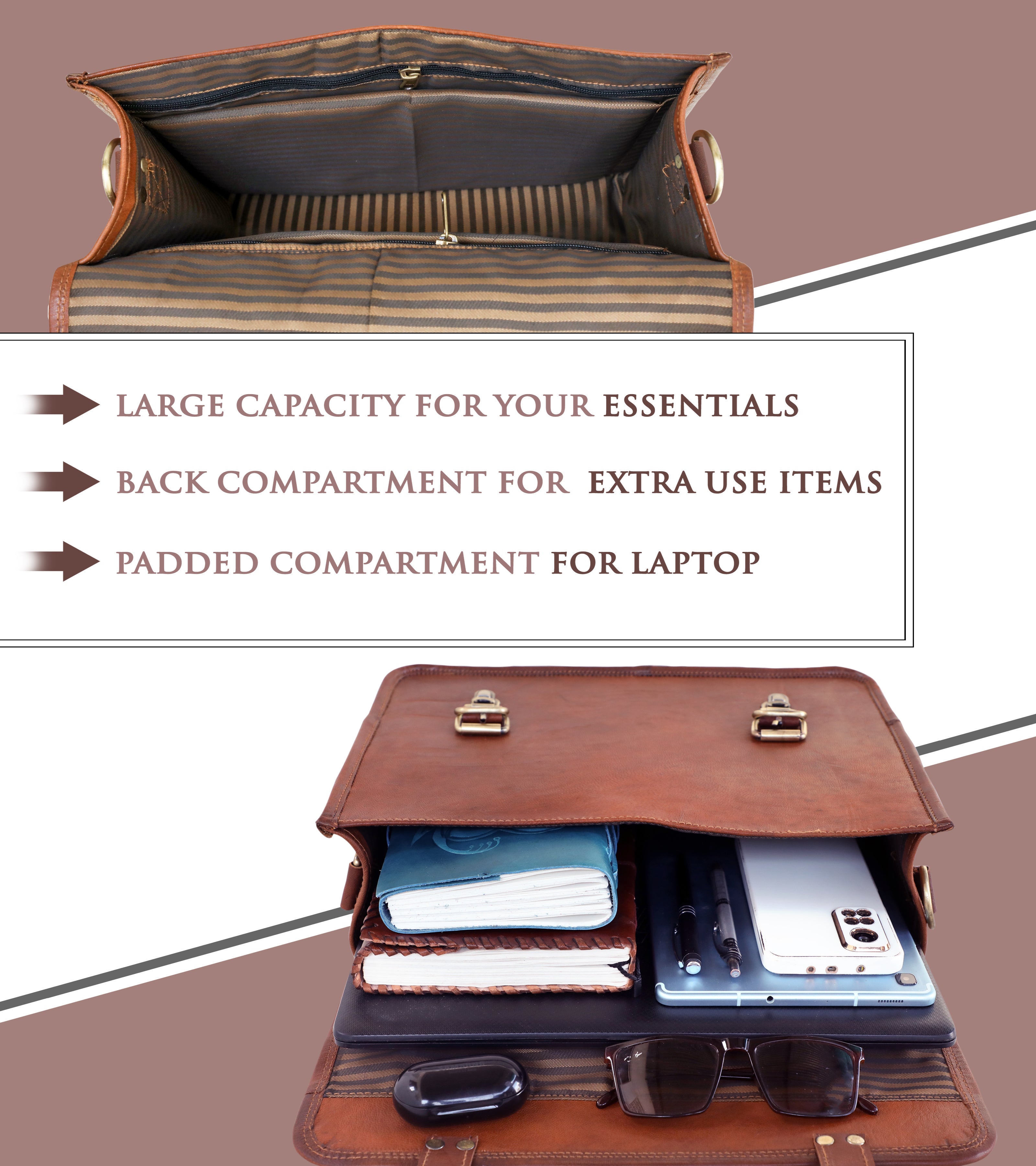 DEKVIO Leather Messenger Bag for Men Women 14 Inch Laptop Satchel Briefcase Vintage Shoulder Crossbody Bag