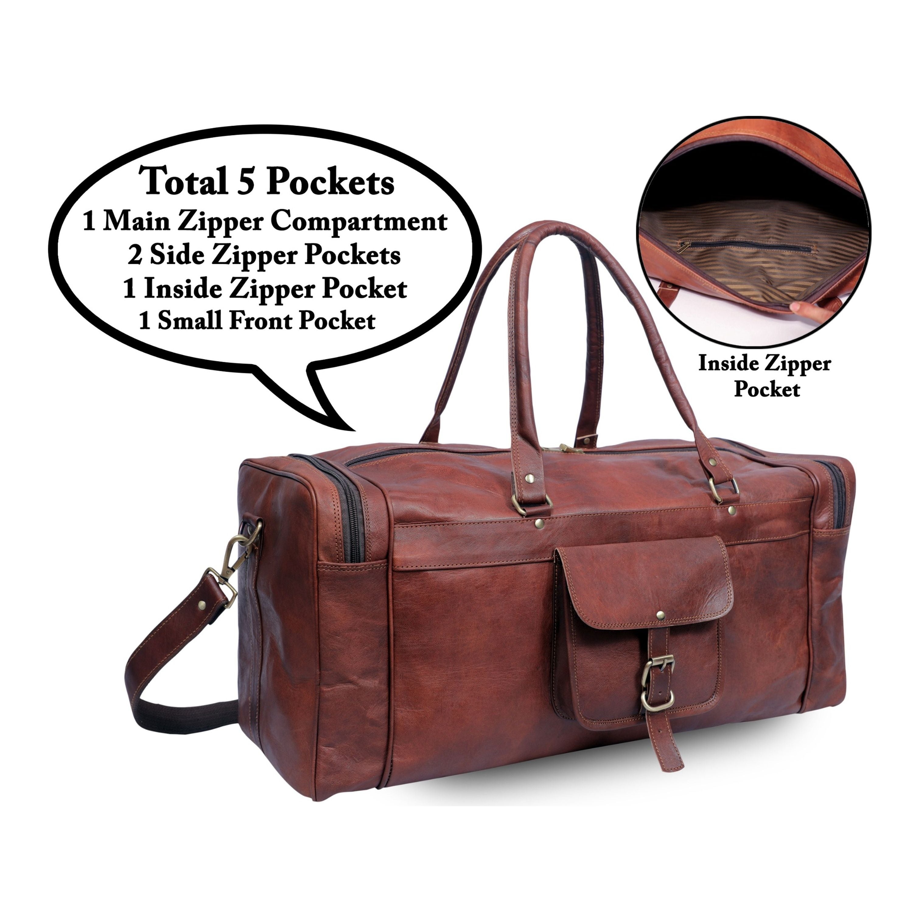 DEKVIO 24" Handcrafted Genuine Leather Duffle Bag | Vintage Weekender Travel Bag | Men & Women | Brown, Tan, Black