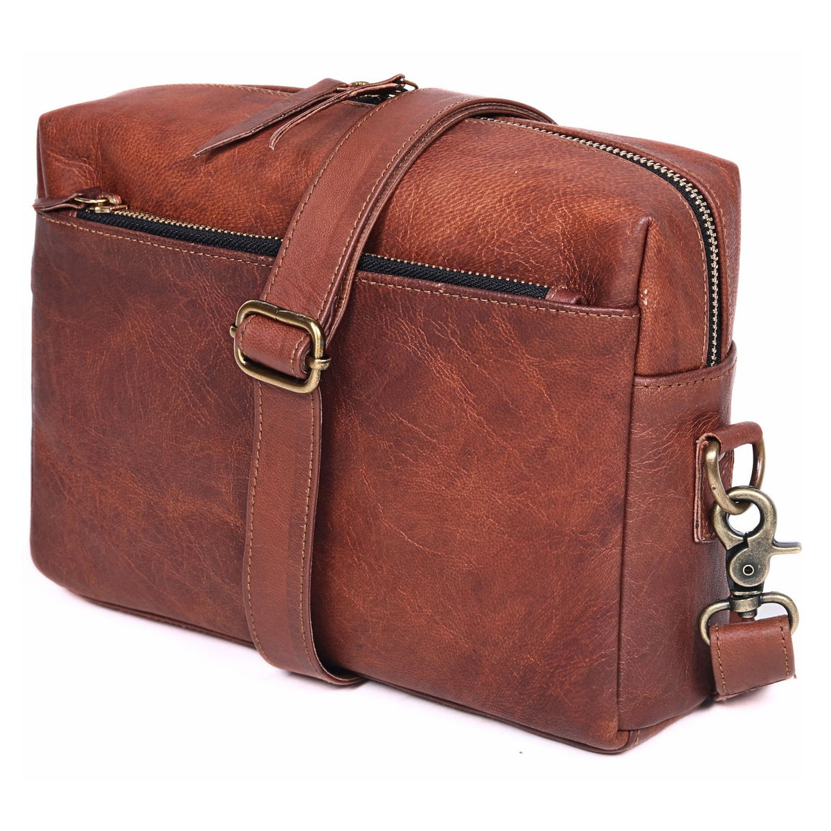 DEKVIO 10" Vegetable-Tanned Full-Grain Leather Crossbody Purse