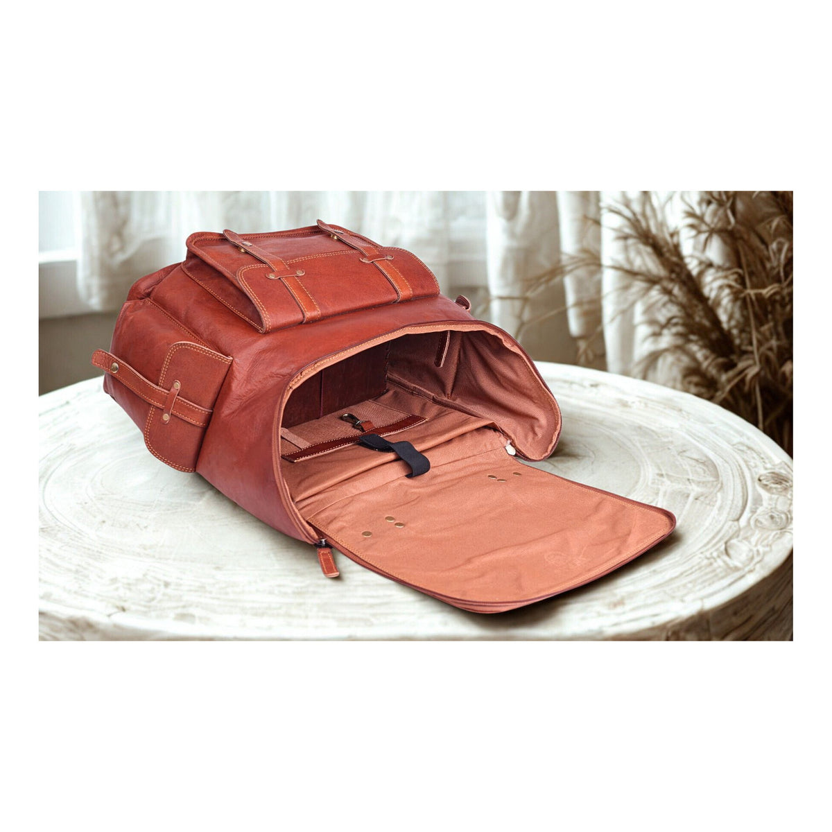DEKVIO Full-Grain Vintage Leather Laptop Backpack Rucksack – 15" to 20"
