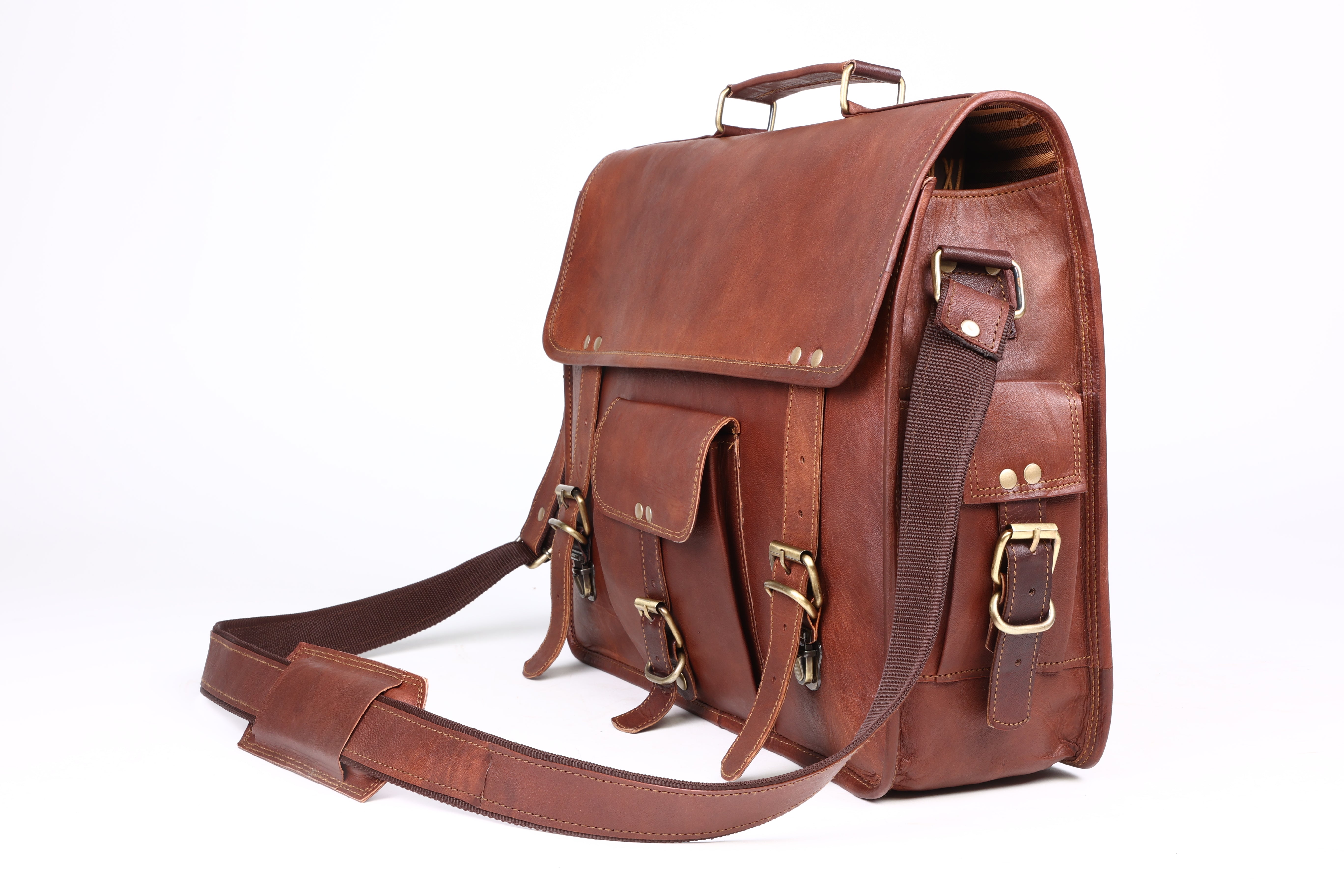 DEKVIO Leather Messenger Bag 15.6 Inch Laptop Briefcase Vintage Crossbody Shoulder Satchel for Men Women