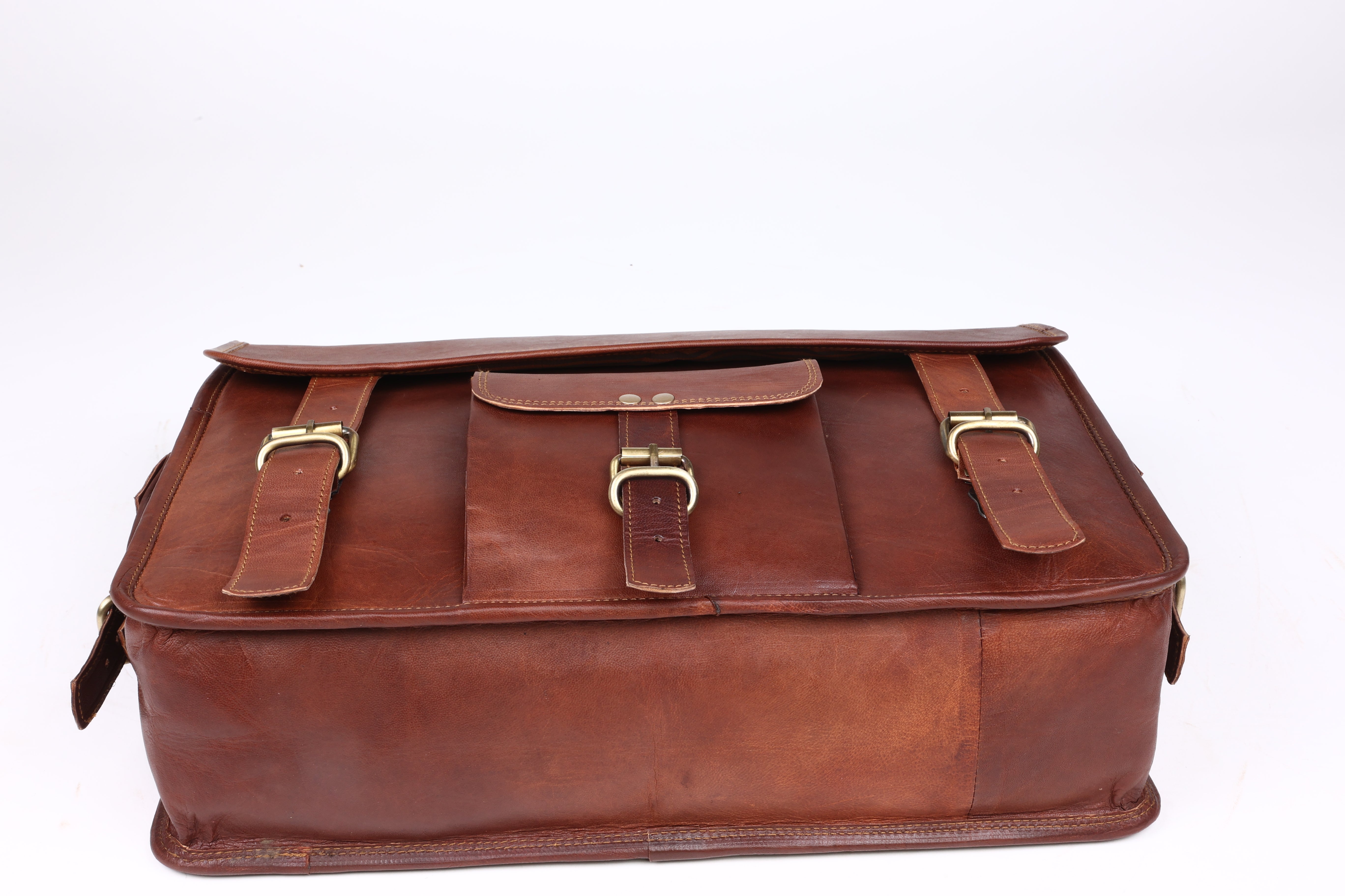 DEKVIO Leather Messenger Bag 15.6 Inch Laptop Briefcase Vintage Crossbody Shoulder Satchel for Men Women