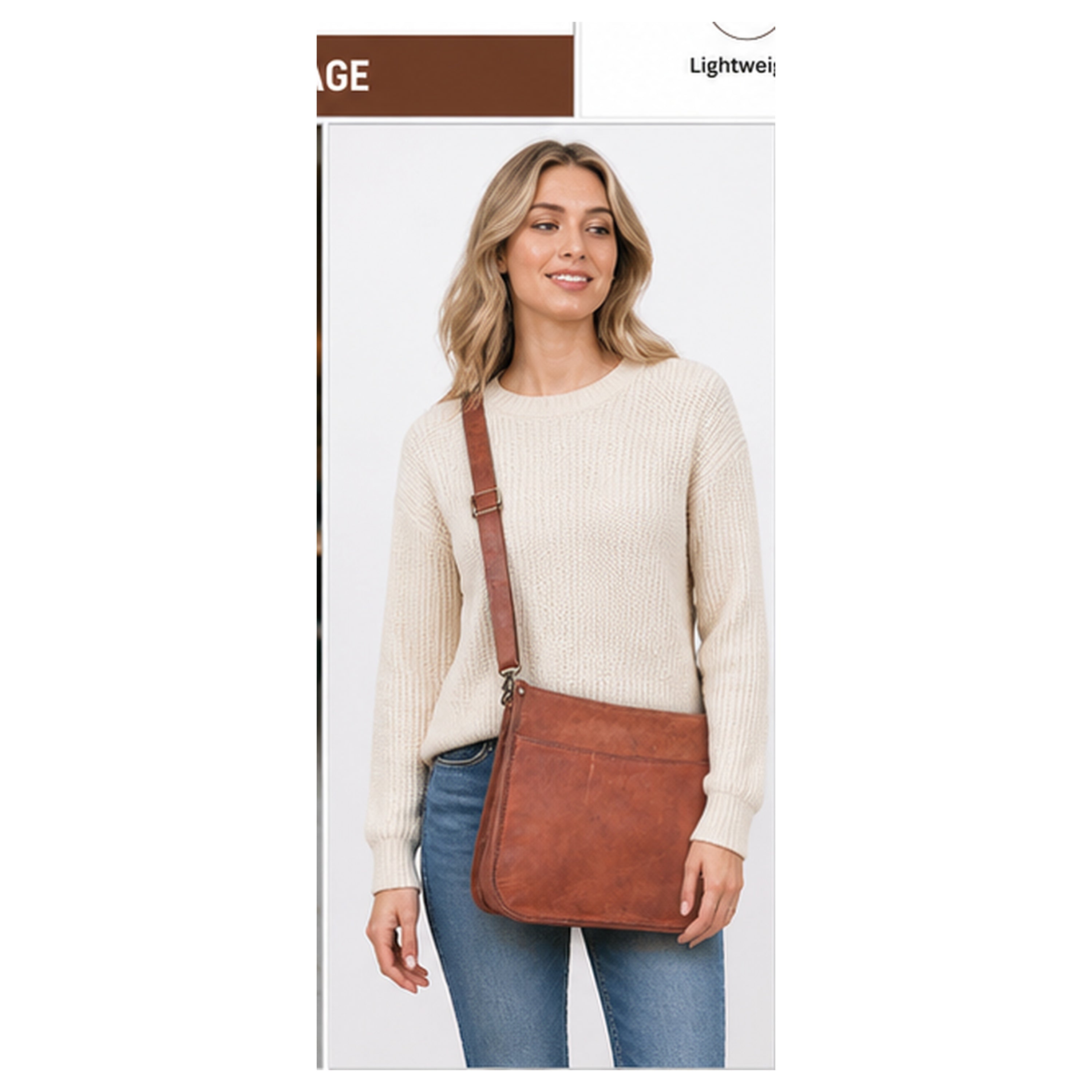 DEKVIO Leather Messenger Crossbody Bag for Women | Full Grain Genuine Leather Shoulder Purse | Adjustable Strap | Brown, Coffee, Tan, Black