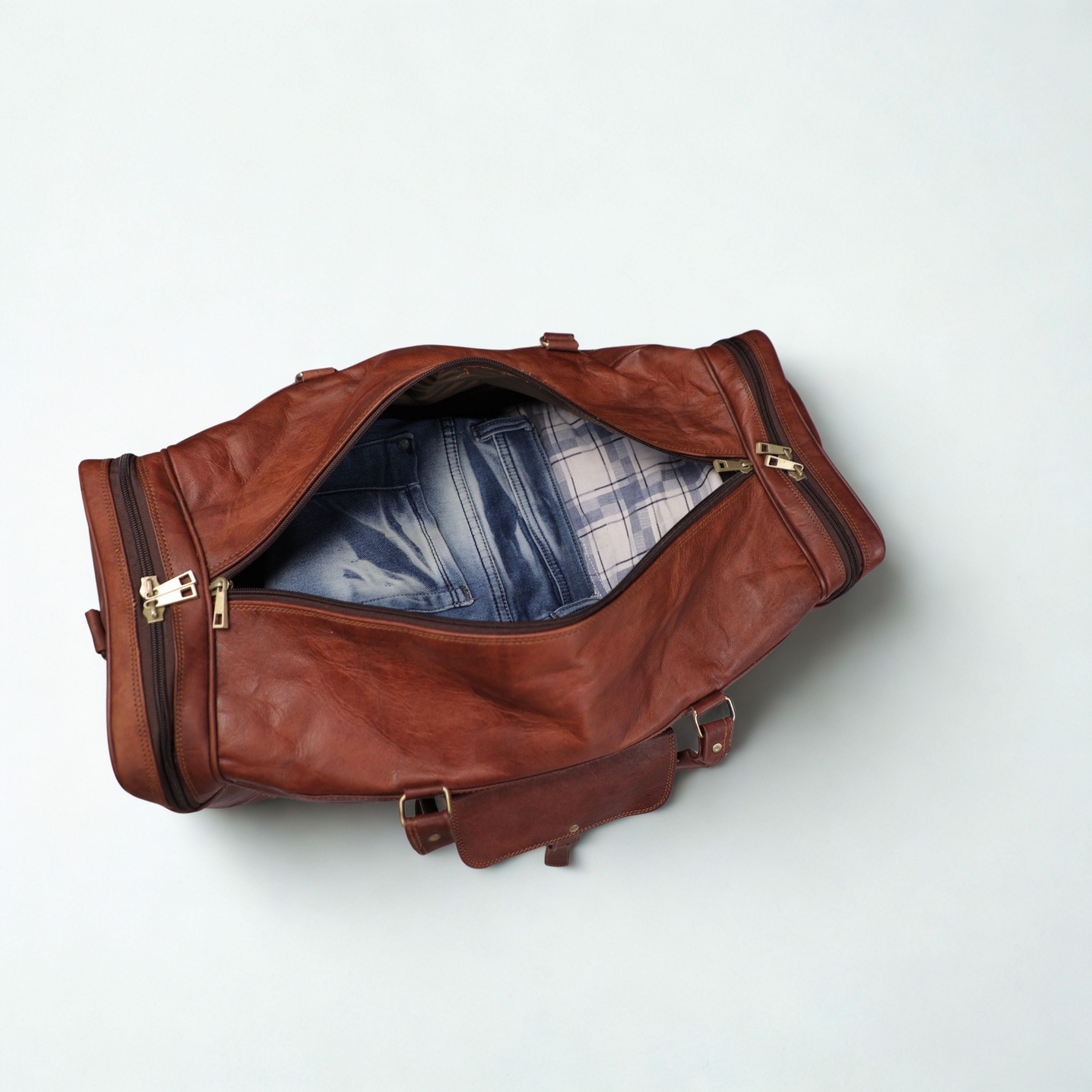 DEKVIO 24" Handcrafted Genuine Leather Duffle Bag | Vintage Weekender Travel Bag | Men & Women | Brown, Tan, Black