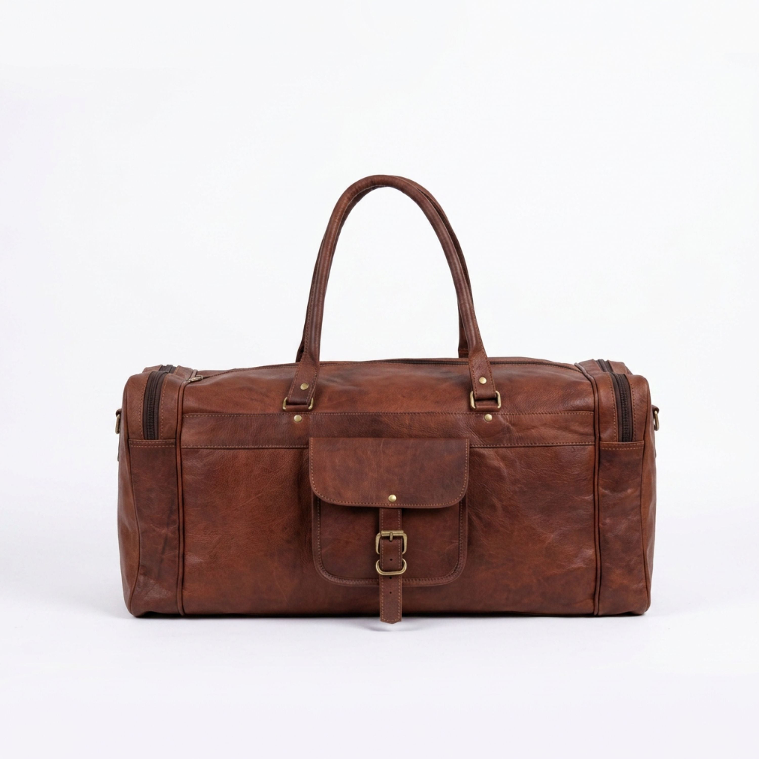 DEKVIO 24" Handcrafted Genuine Leather Duffle Bag | Vintage Weekender Travel Bag | Men & Women | Brown, Tan, Black