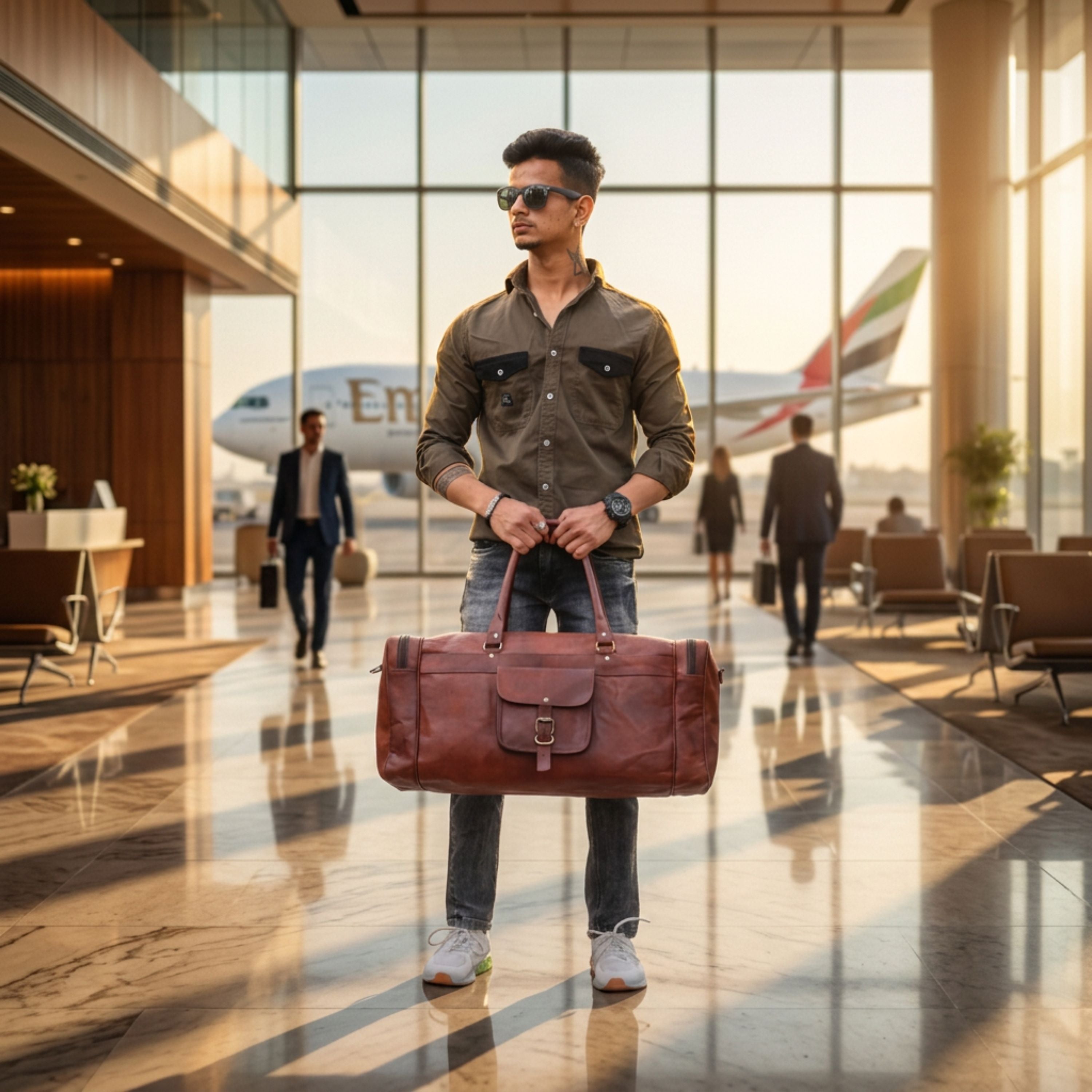 DEKVIO 24" Handcrafted Genuine Leather Duffle Bag | Vintage Weekender Travel Bag | Men & Women | Brown, Tan, Black