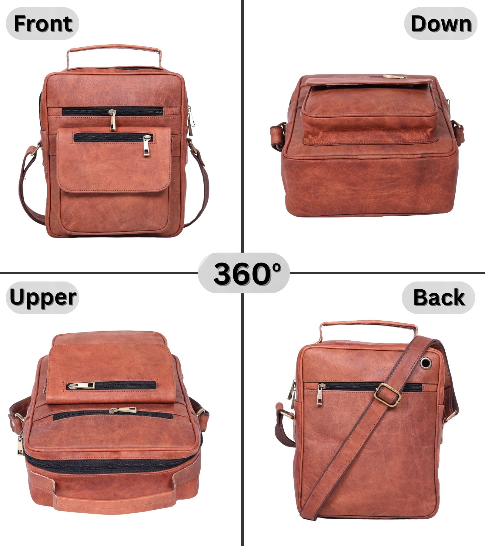 DEKVIO Small Leather Crossbody Bag 11 Inch Vertical Shoulder Bag for Men Women Compact Organizer Sling Bag