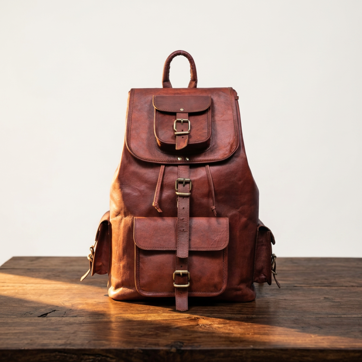 DEKVIO 20 inch full-grain leather laptop backpack — product photo 9
