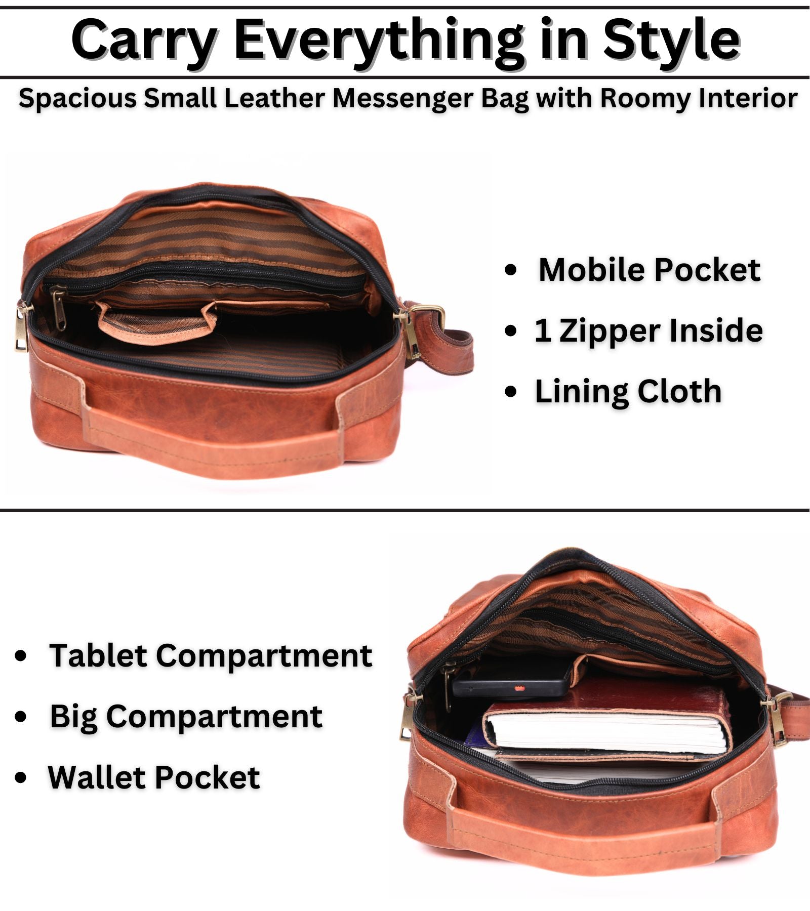 DEKVIO Small Leather Crossbody Bag 11 Inch Vertical Shoulder Bag for Men Women Compact Organizer Sling Bag