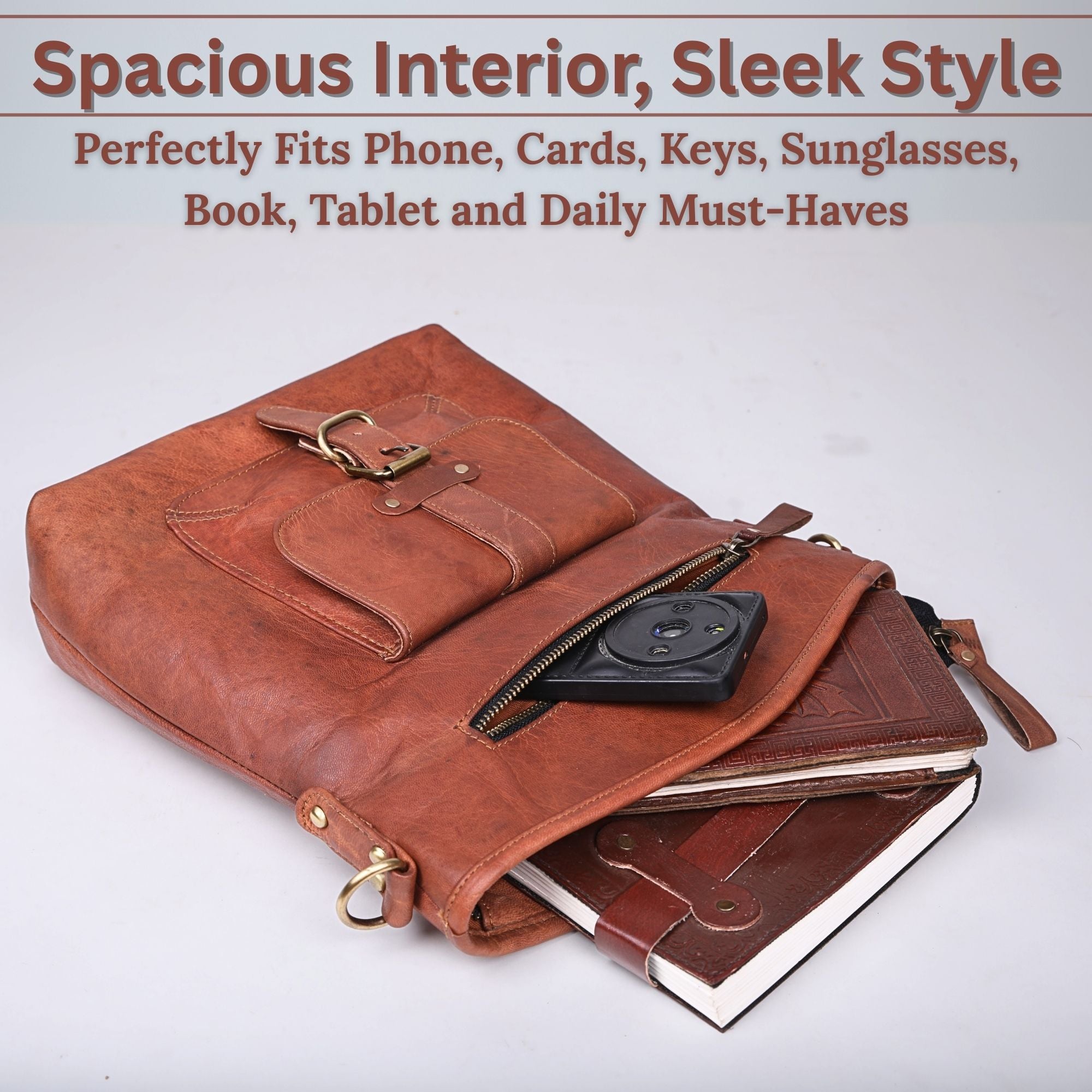 DEKVIO Genuine Leather Crossbody Bag for Women | Vintage Leather Shoulder Purse