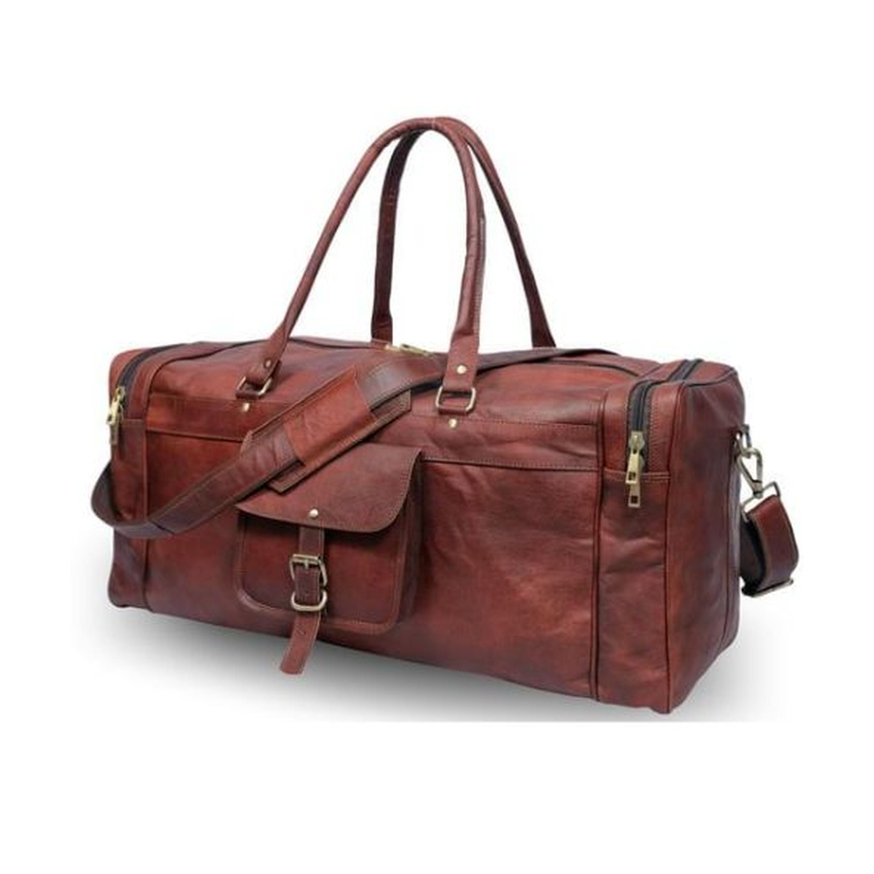 DEKVIO 24" Handcrafted Genuine Leather Duffle Bag | Vintage Weekender Travel Bag | Men & Women | Brown, Tan, Black