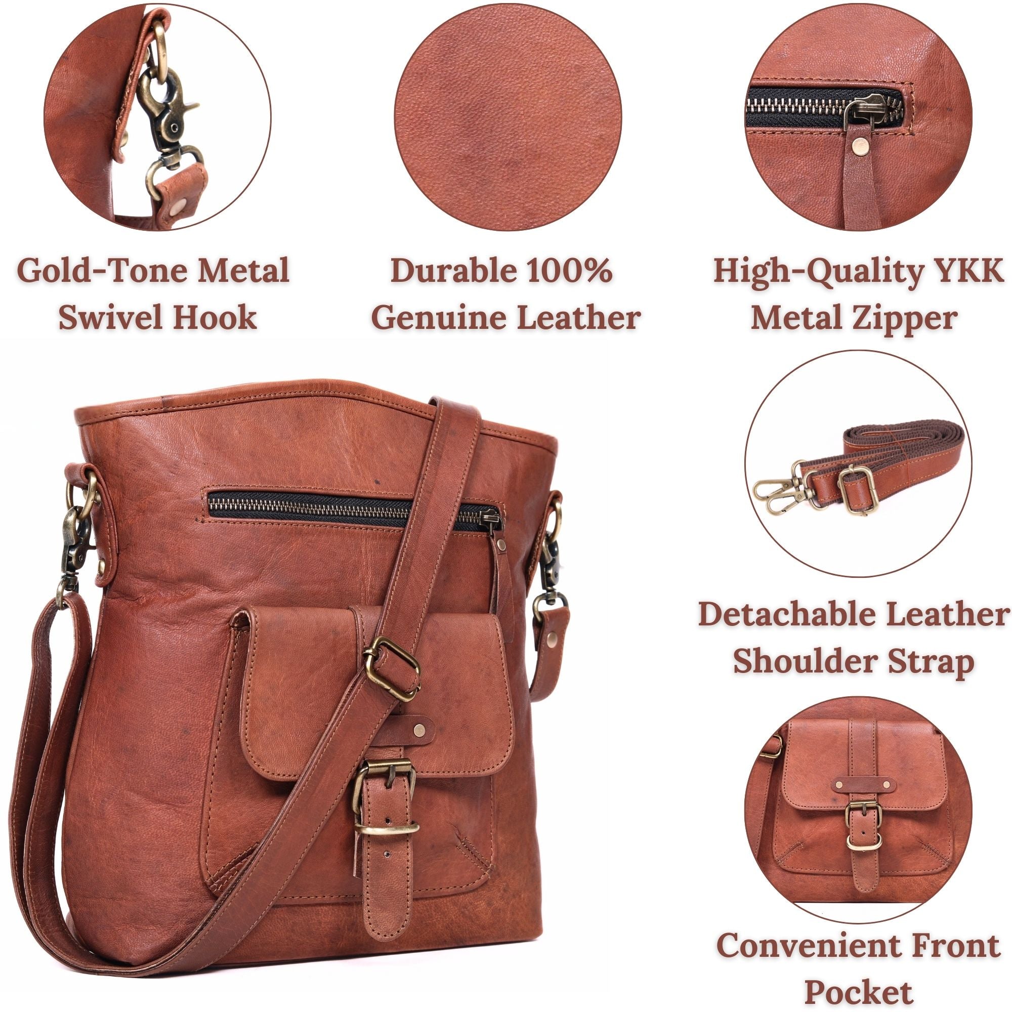 DEKVIO Genuine Leather Crossbody Bag for Women | Vintage Leather Shoulder Purse