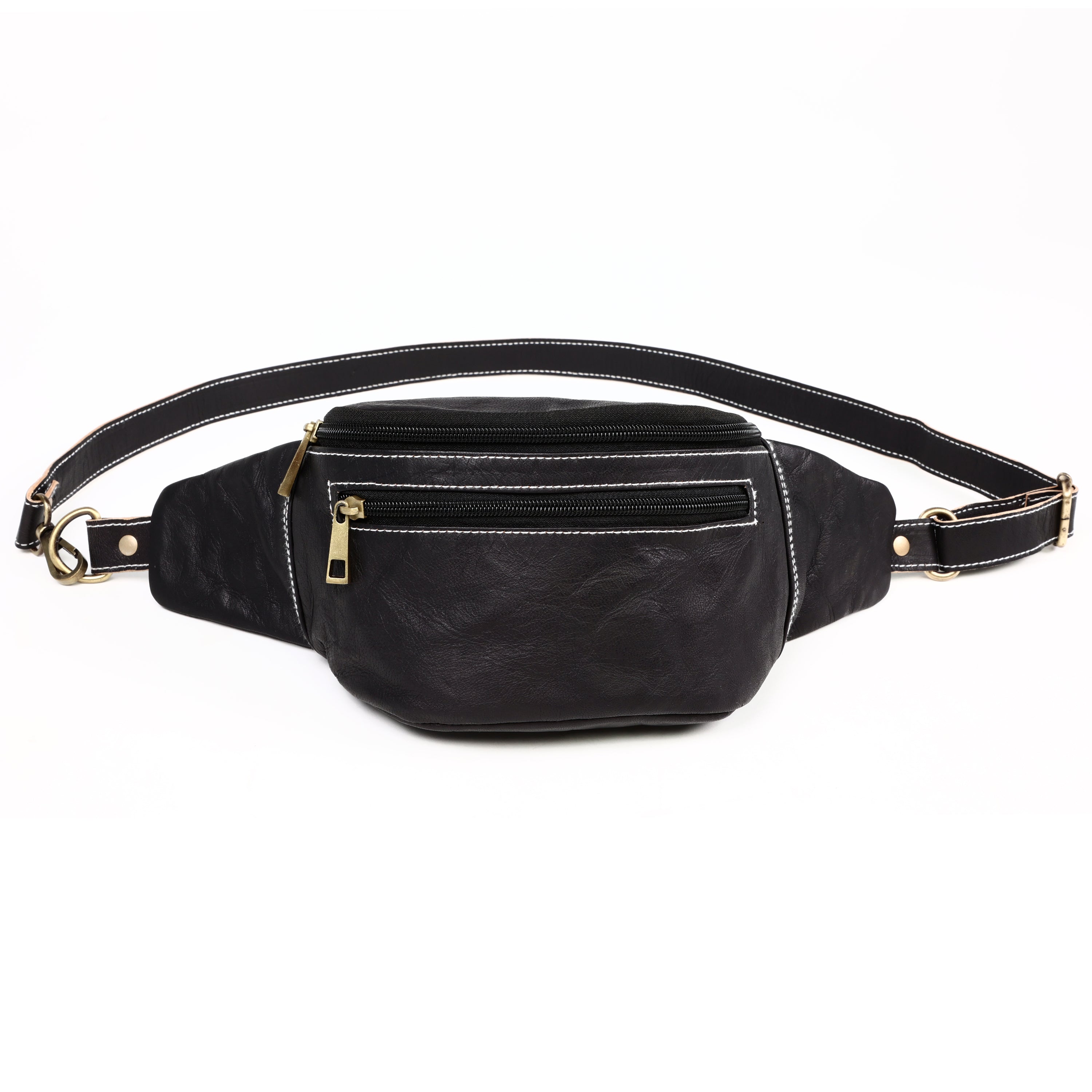 DEKVIO Leather Fanny Pack Belt Bag for Men Women Genuine Leather Waist Bag Crossbody Sling Hands-Free Hip Pack