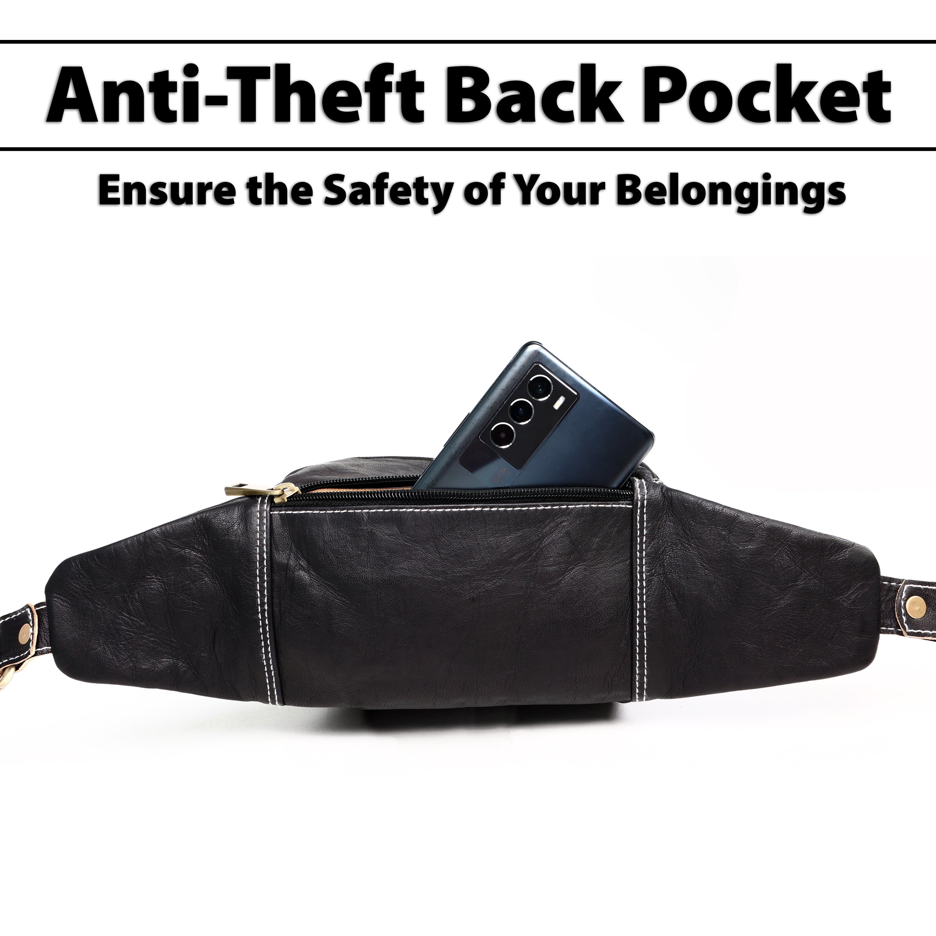 DEKVIO Leather Fanny Pack Belt Bag for Men Women Genuine Leather Waist Bag Crossbody Sling Hands-Free Hip Pack