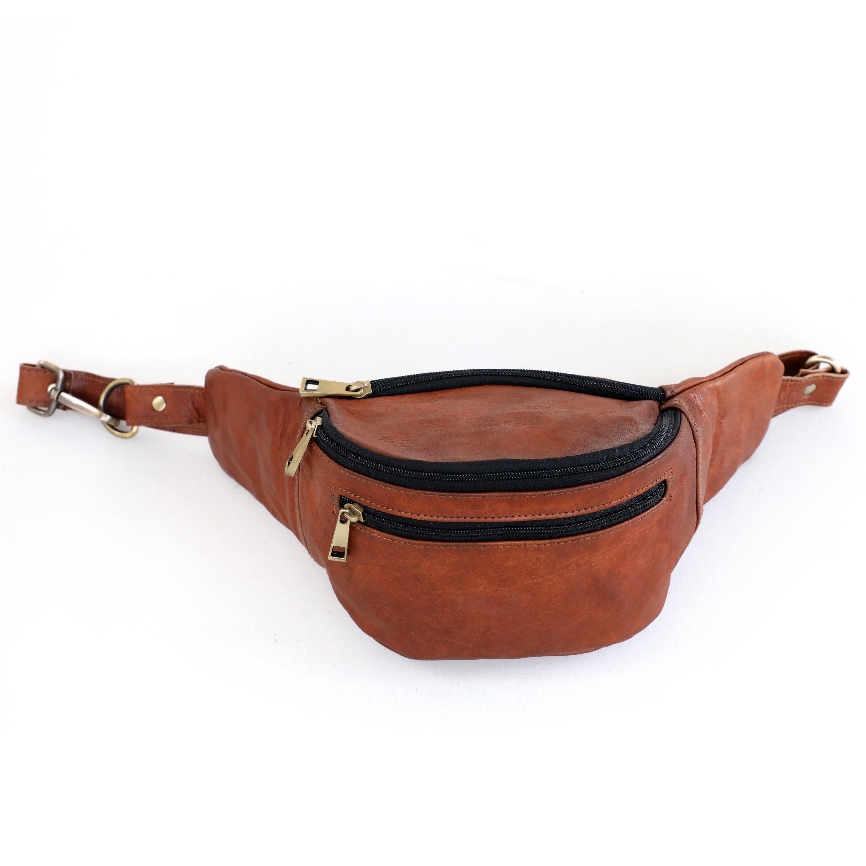 DEKVIO Leather Fanny Pack Belt Bag for Men Women Genuine Leather Waist Bag Crossbody Sling Hands-Free Hip Pack