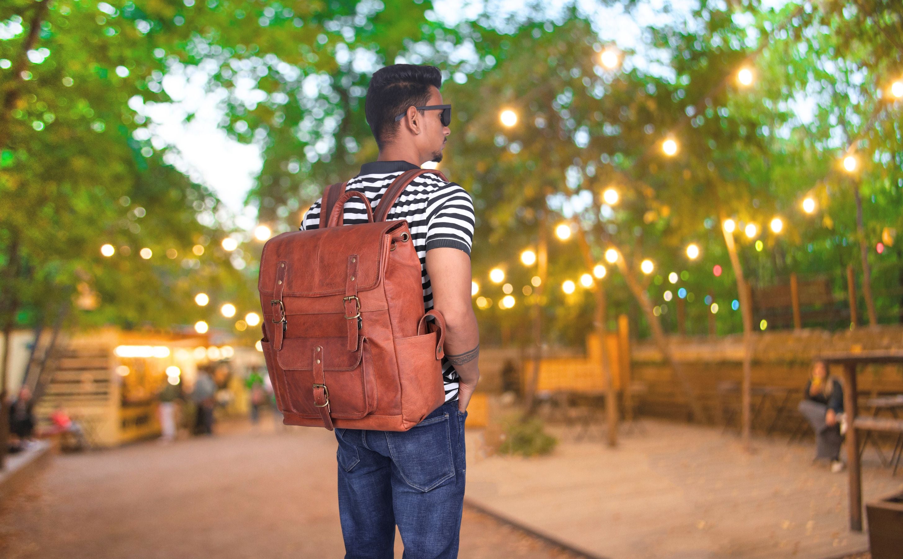 DEKVIO Leather Utility Laptop Backpack | Full Grain Travel & Work Bag