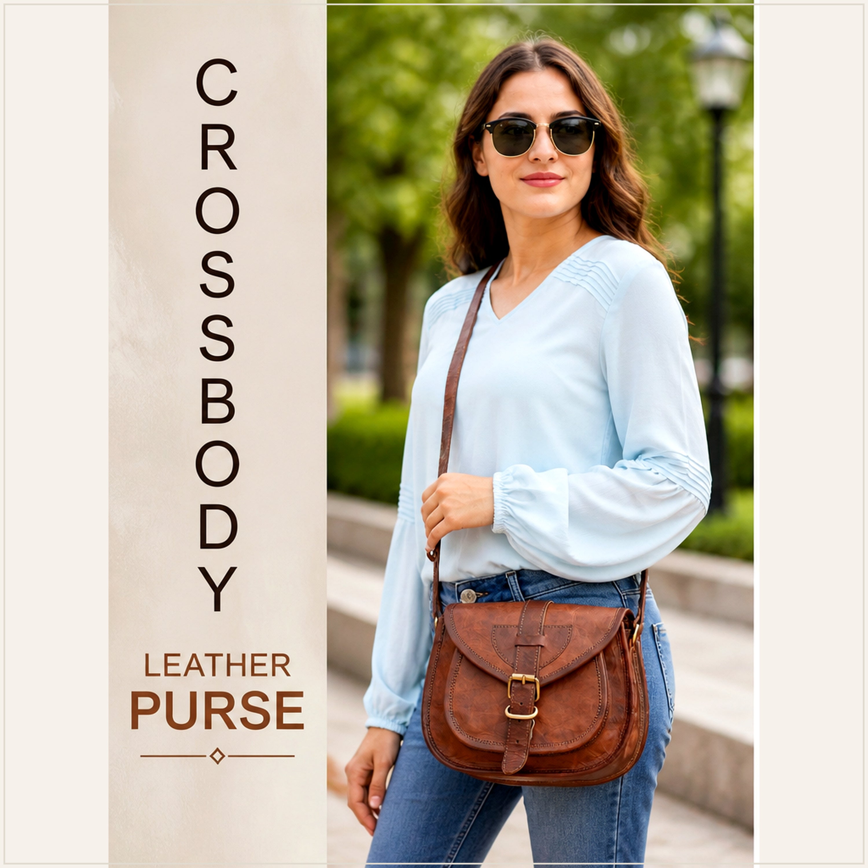 DEKVIO Small Leather Crossbody Saddle Bag for Women | Genuine Full Grain Leather Purse | Compact Handcrafted Shoulder Bag | Brown, Coffee, Tan, Black