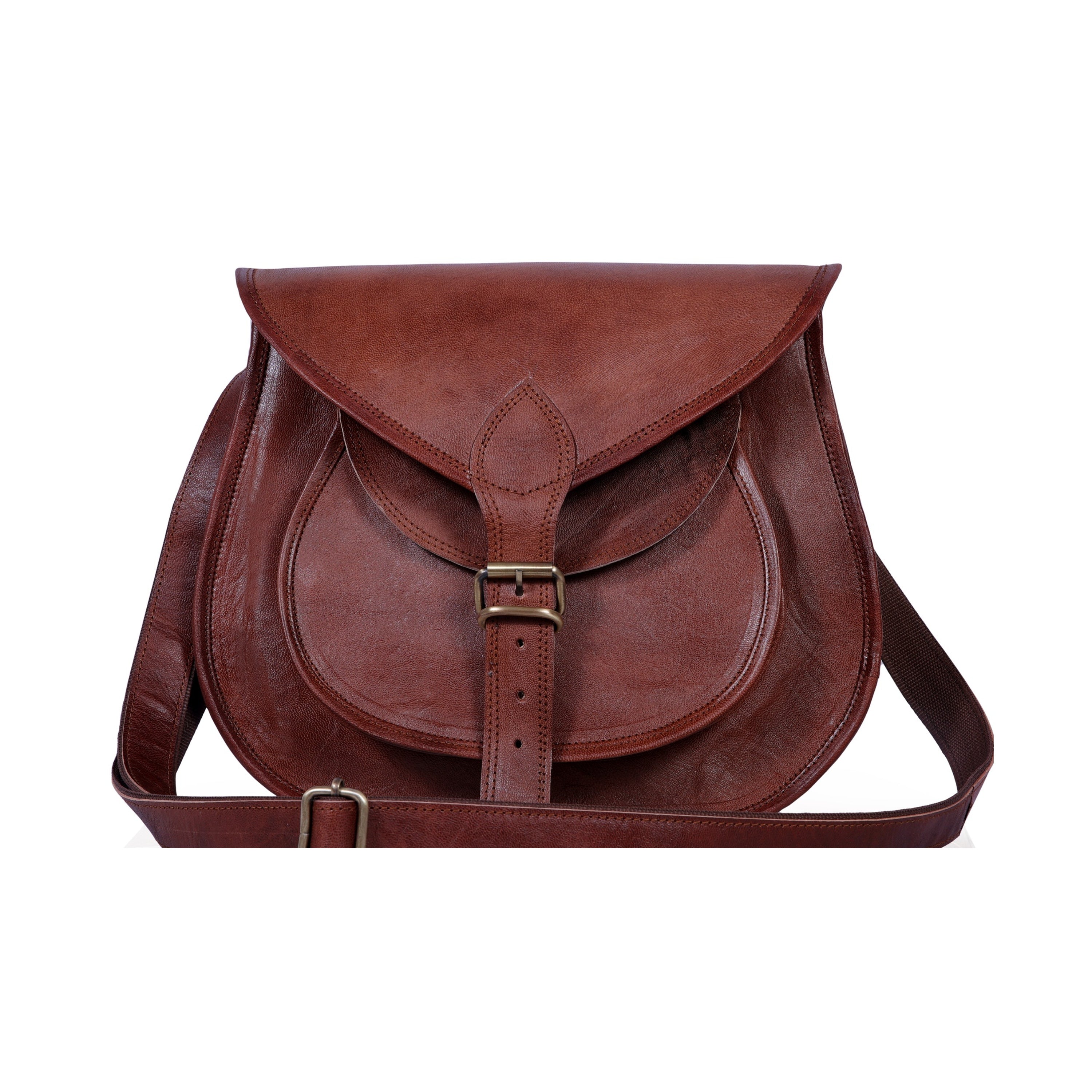 DEKVIO Leather Crossbody Saddle Bag for Women | Genuine Full Grain Leather Purse | Handcrafted Shoulder Bag | Fits 12" Tablet | Brown, Coffee, Tan, Black