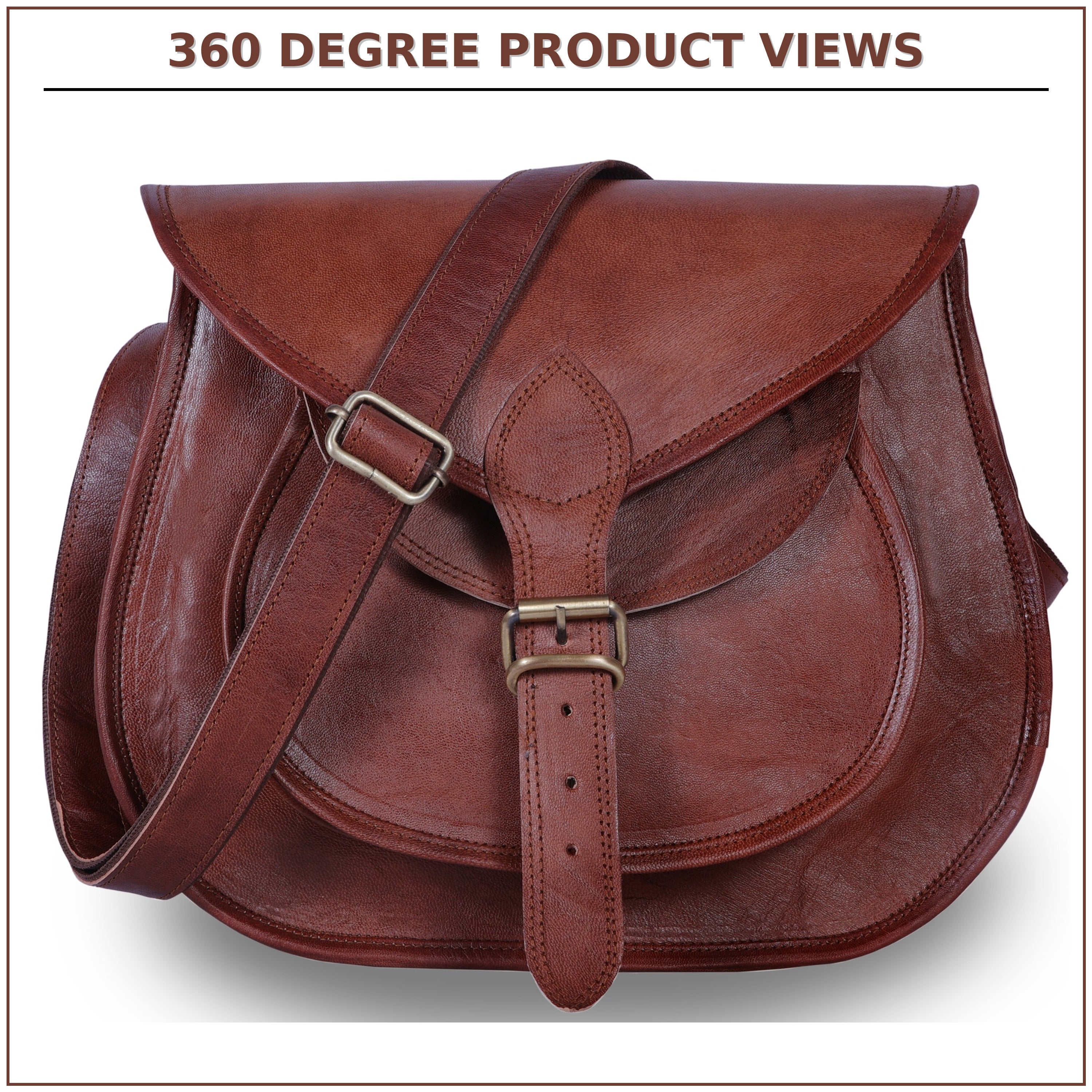 DEKVIO Leather Crossbody Saddle Bag for Women | Genuine Full Grain Leather Purse | Handcrafted Shoulder Bag | Fits 12" Tablet | Brown, Coffee, Tan, Black