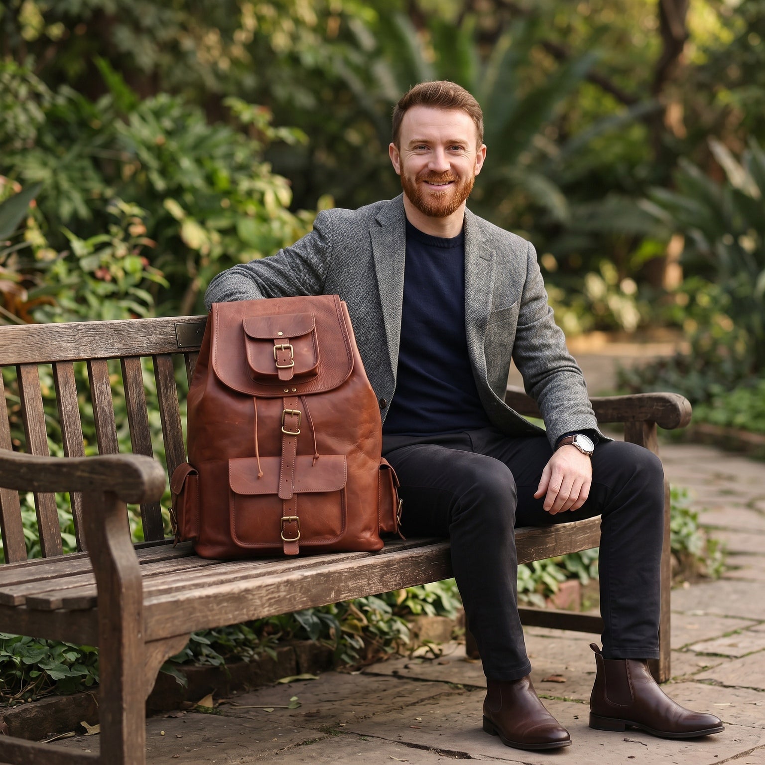 DEKVIO 20" Handcrafted Genuine Leather Backpack | Laptop Rucksack for Men & Women | Travel, Work & College Bag | Brown, Coffee, Tan, Black