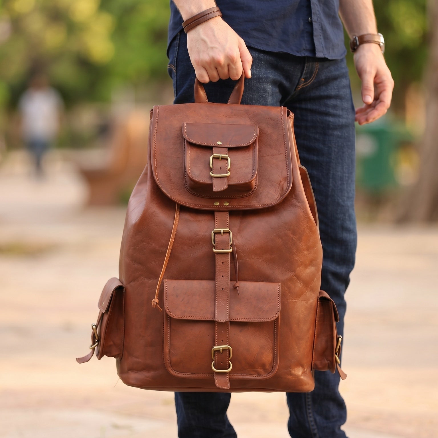 DEKVIO 20" Handcrafted Genuine Leather Backpack | Laptop Rucksack for Men & Women | Travel, Work & College Bag | Brown, Coffee, Tan, Black