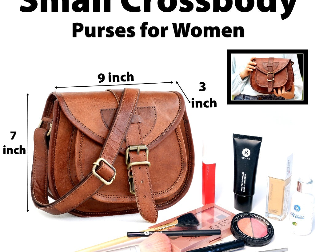 DEKVIO Small Leather Crossbody Saddle Bag for Women | Genuine Full Grain Leather Purse | Compact Handcrafted Shoulder Bag | Brown, Coffee, Tan, Black