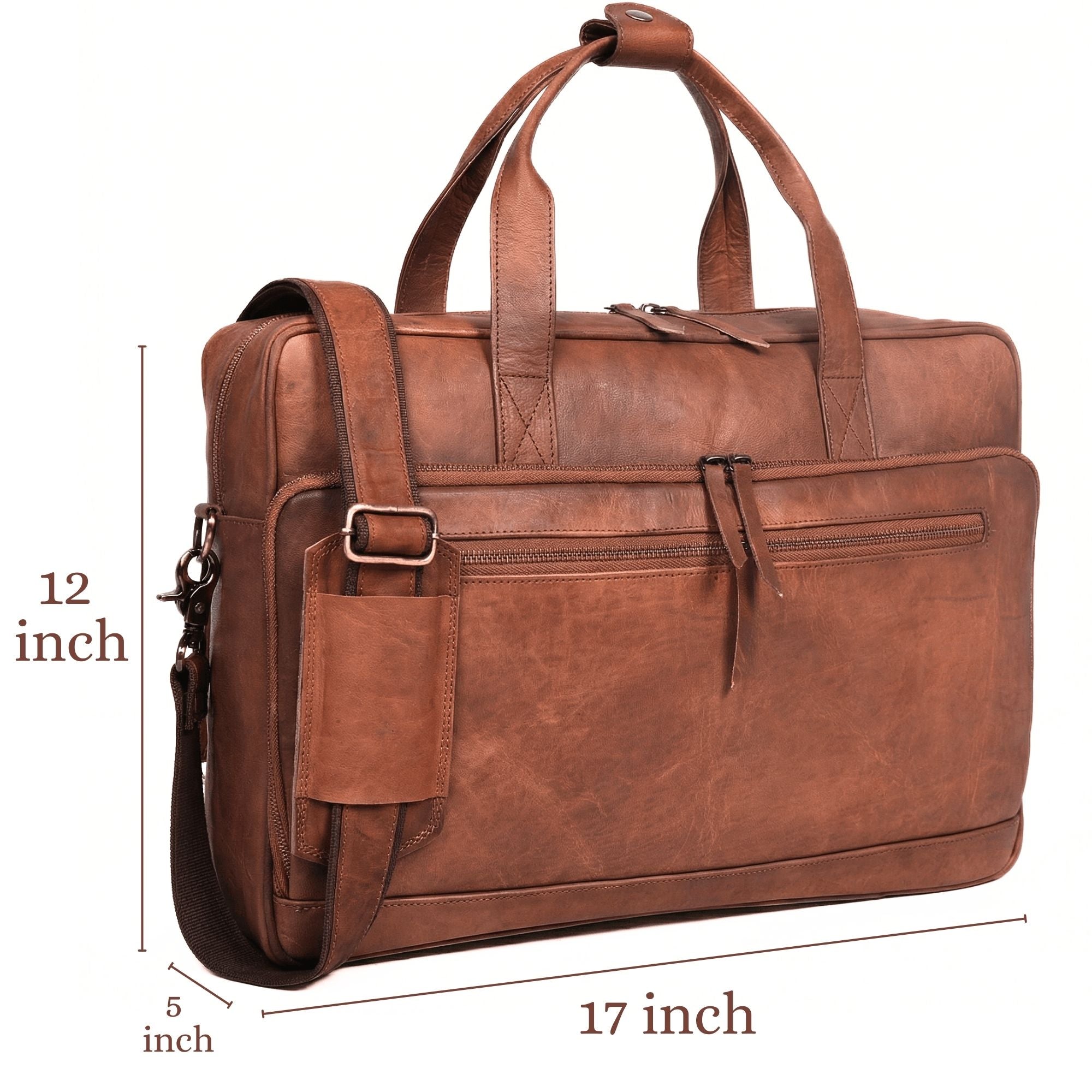 DEKVIO Leather Laptop Briefcase 16 Inch Professional Business Bag for Men Women Modern Work Bag with Trolley Sleeve