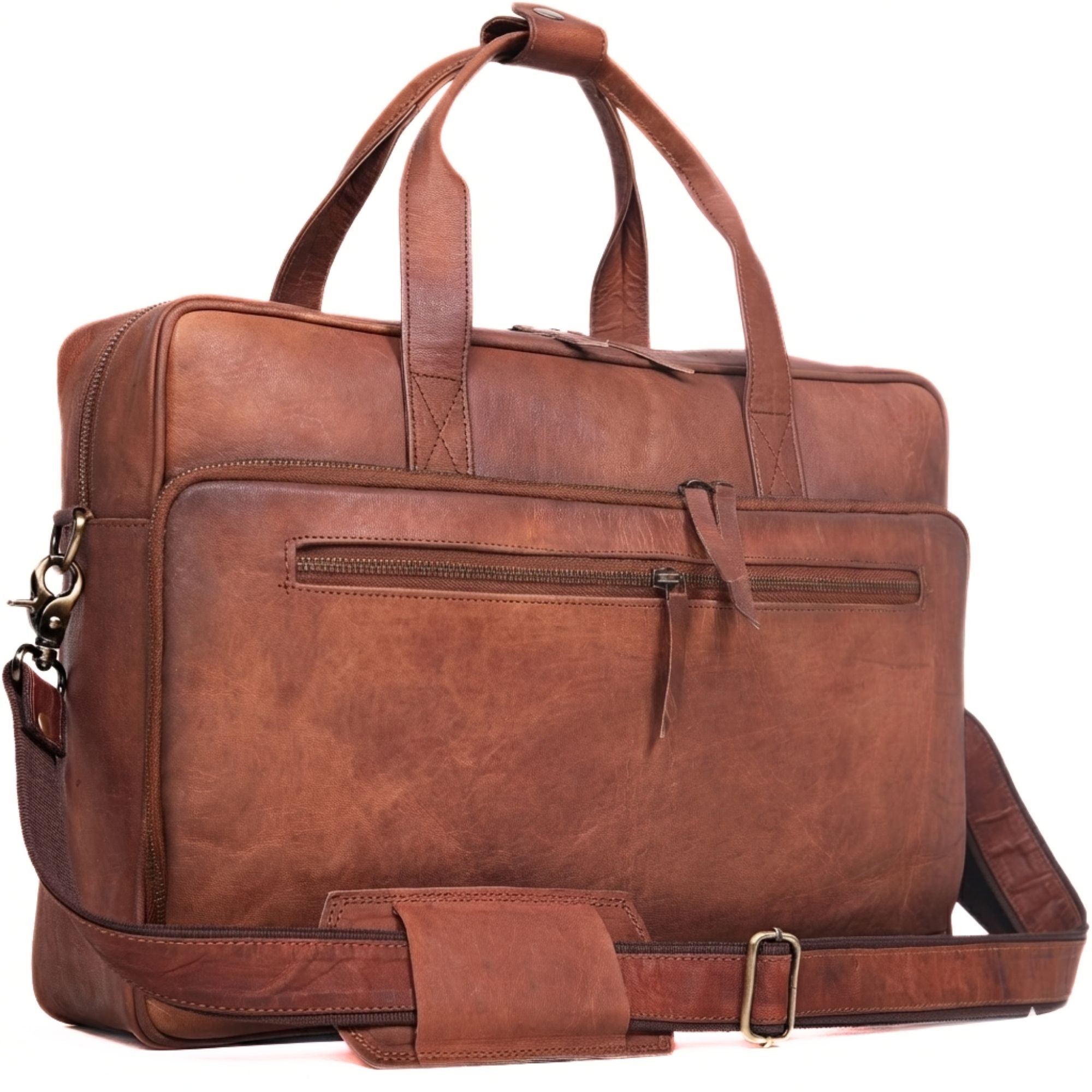 DEKVIO Leather Laptop Briefcase 16 Inch Professional Business Bag for Men Women Modern Work Bag with Trolley Sleeve
