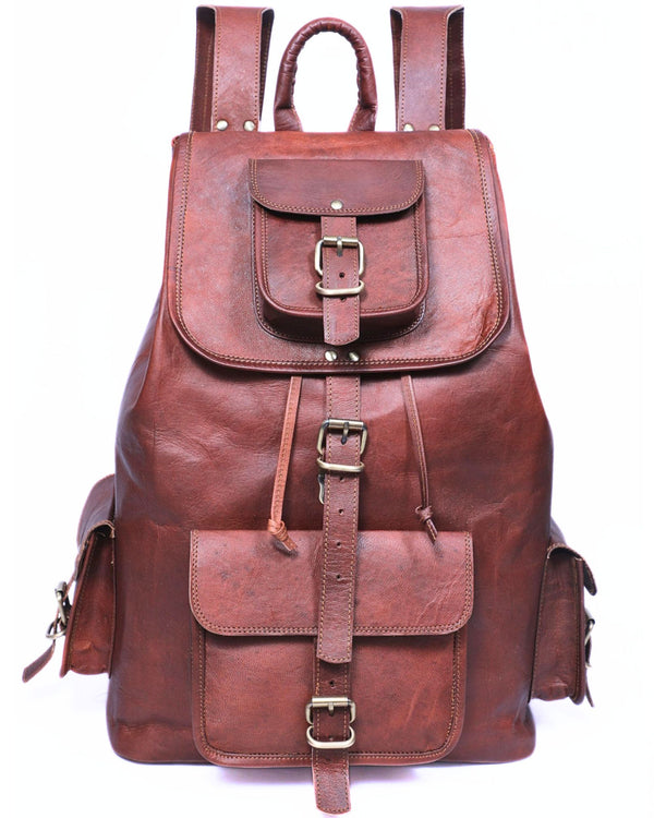 DEKVIO 20" Handcrafted Genuine Leather Backpack | Laptop Rucksack for Men & Women | Travel, Work & College Bag | Brown, Coffee, Tan, Black