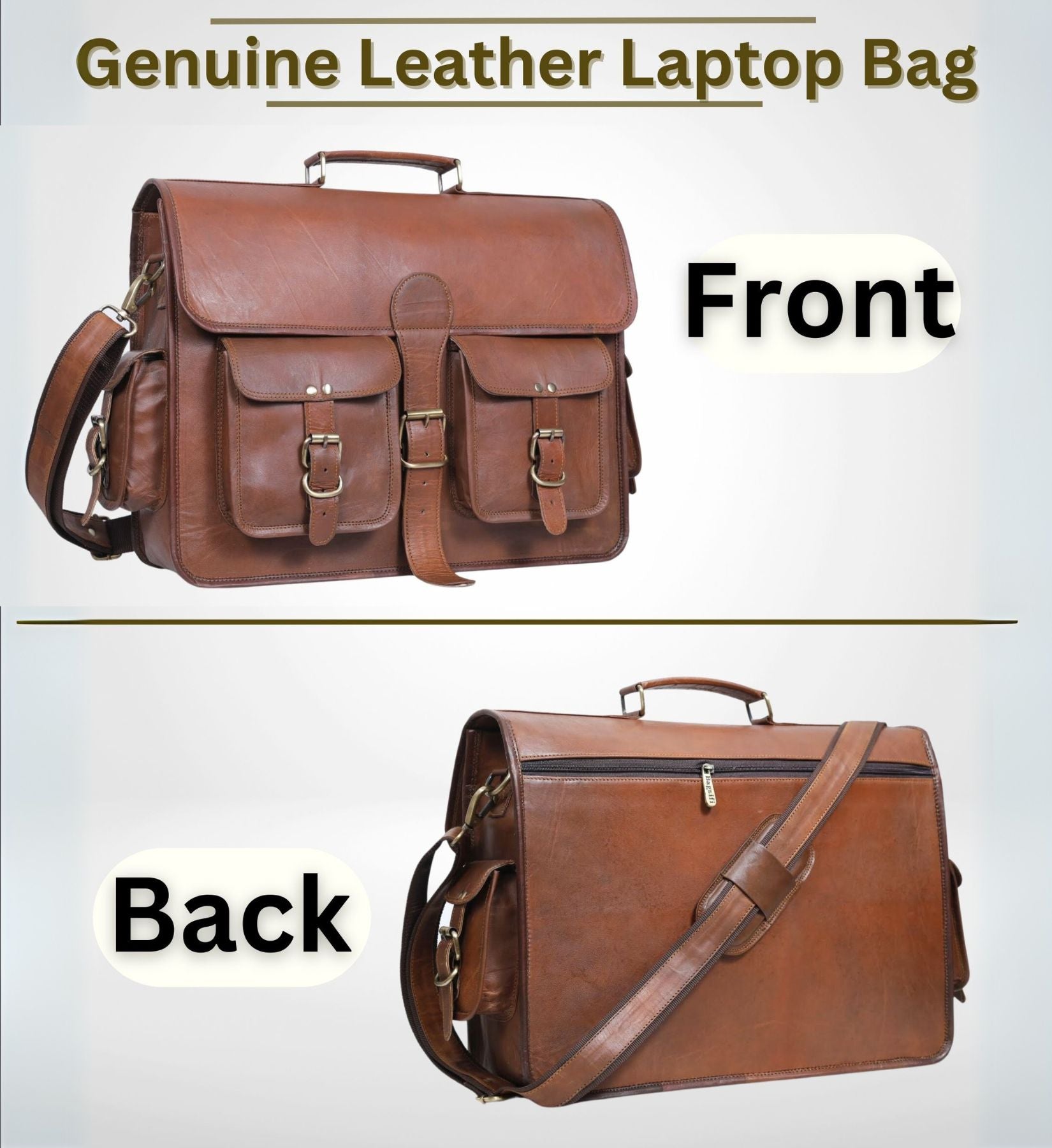DEKVIO Leather Messenger Bag 17 Inch Laptop Briefcase for Men Women XL Vintage Shoulder Bag Office Satchel