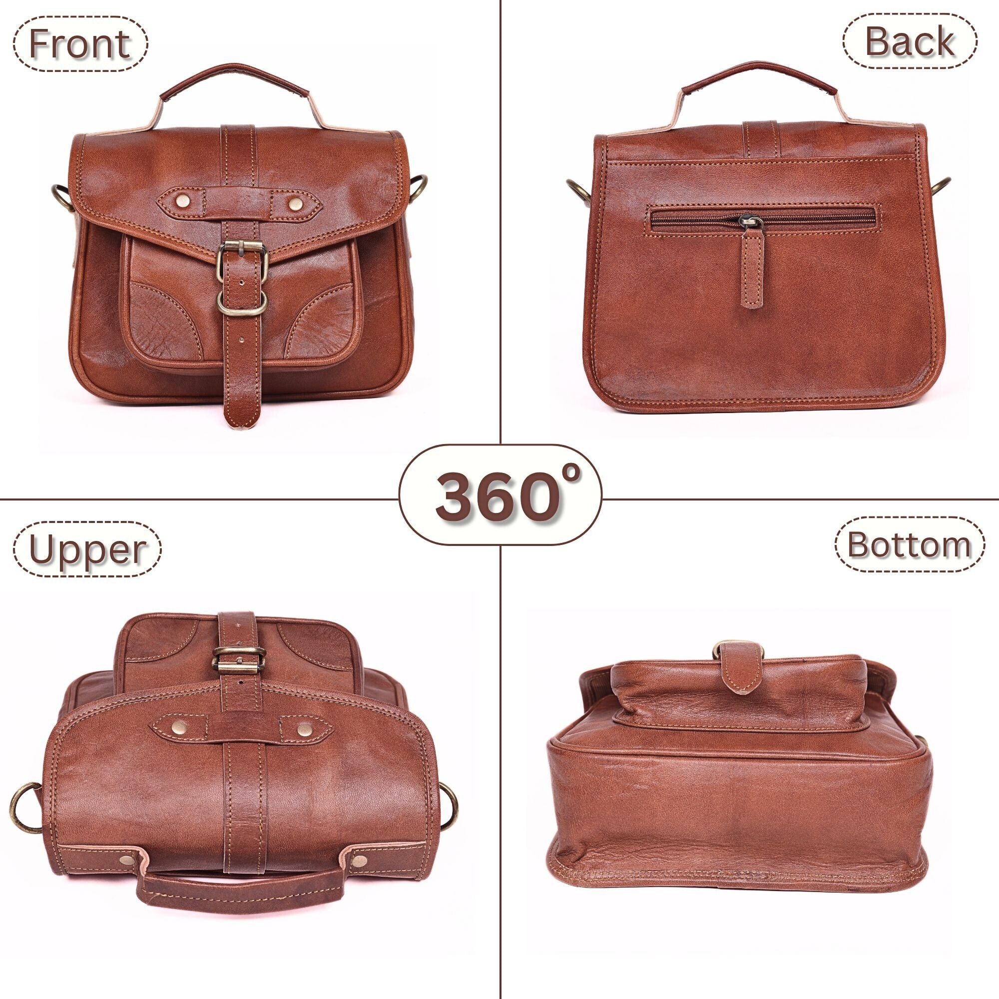 DEKVIO Vintage Leather Crossbody Bag for Women | Genuine Leather Satchel Purse with Adjustable Strap