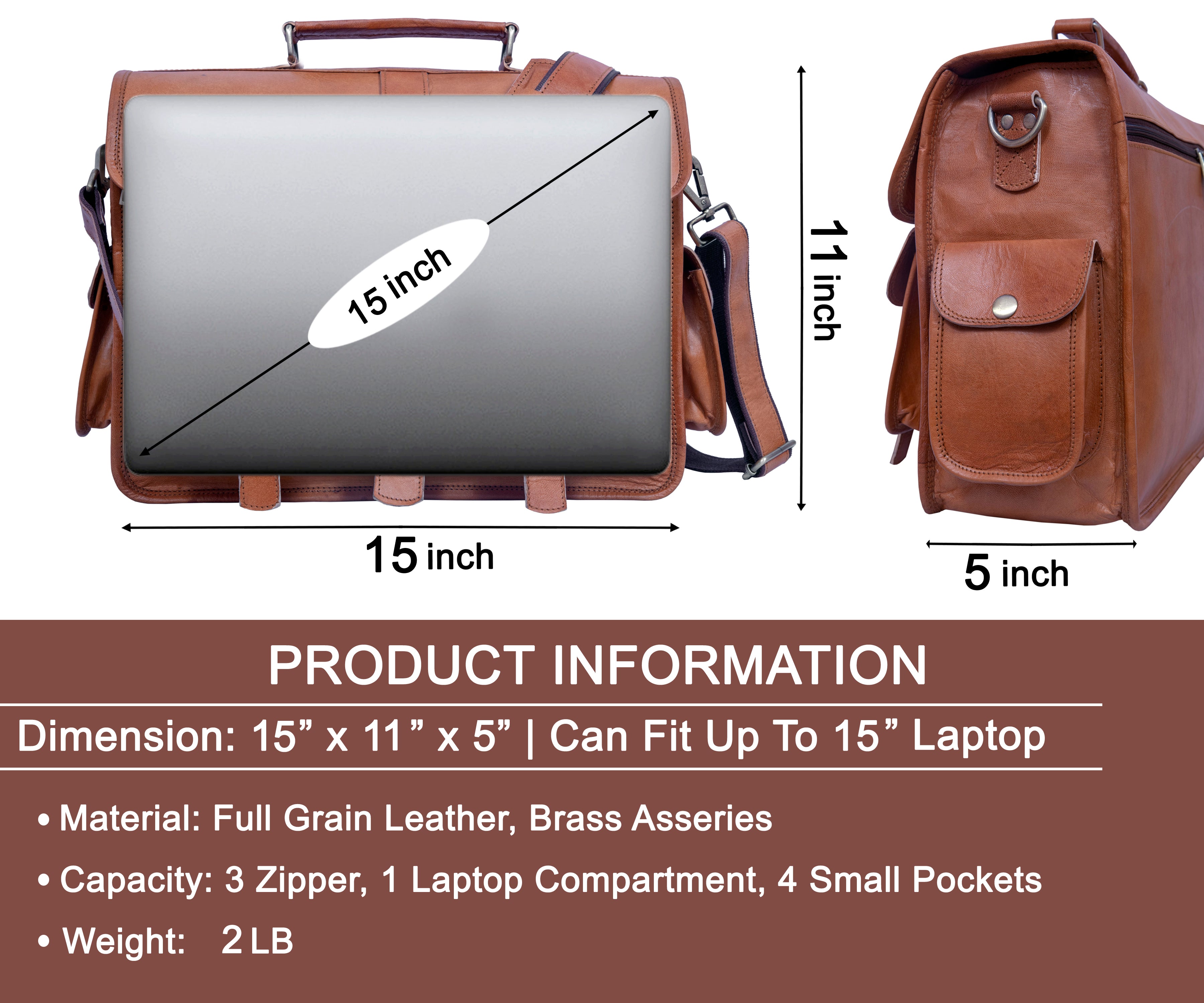 DEKVIO Leather Messenger Bag Vintage Crossbody Laptop Briefcase 15.6 Inch Shoulder Satchel for Men Women