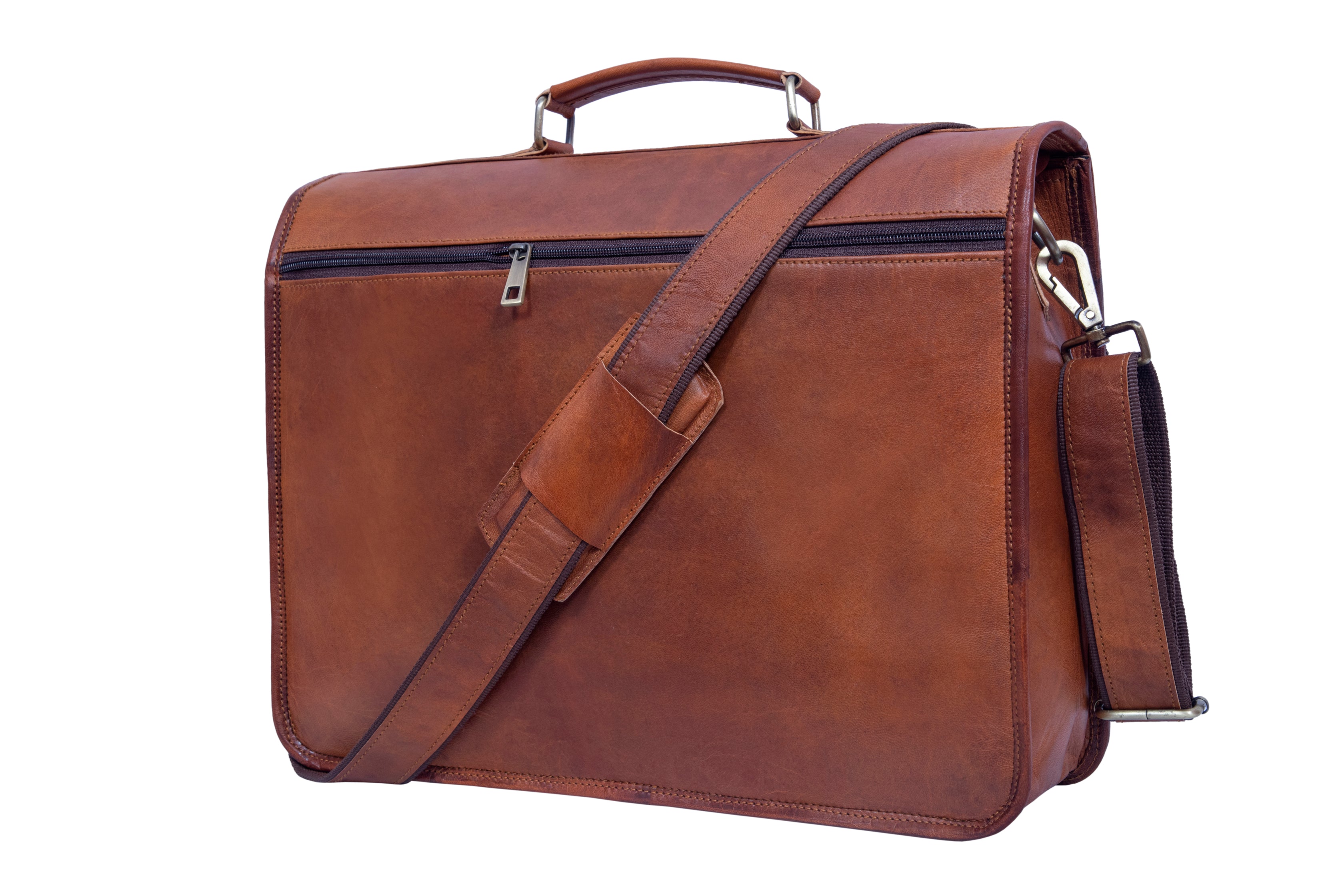 DEKVIO Leather Messenger Bag 15.6 Inch Laptop Briefcase Satchel Vintage Crossbody Shoulder Bag for Men Women