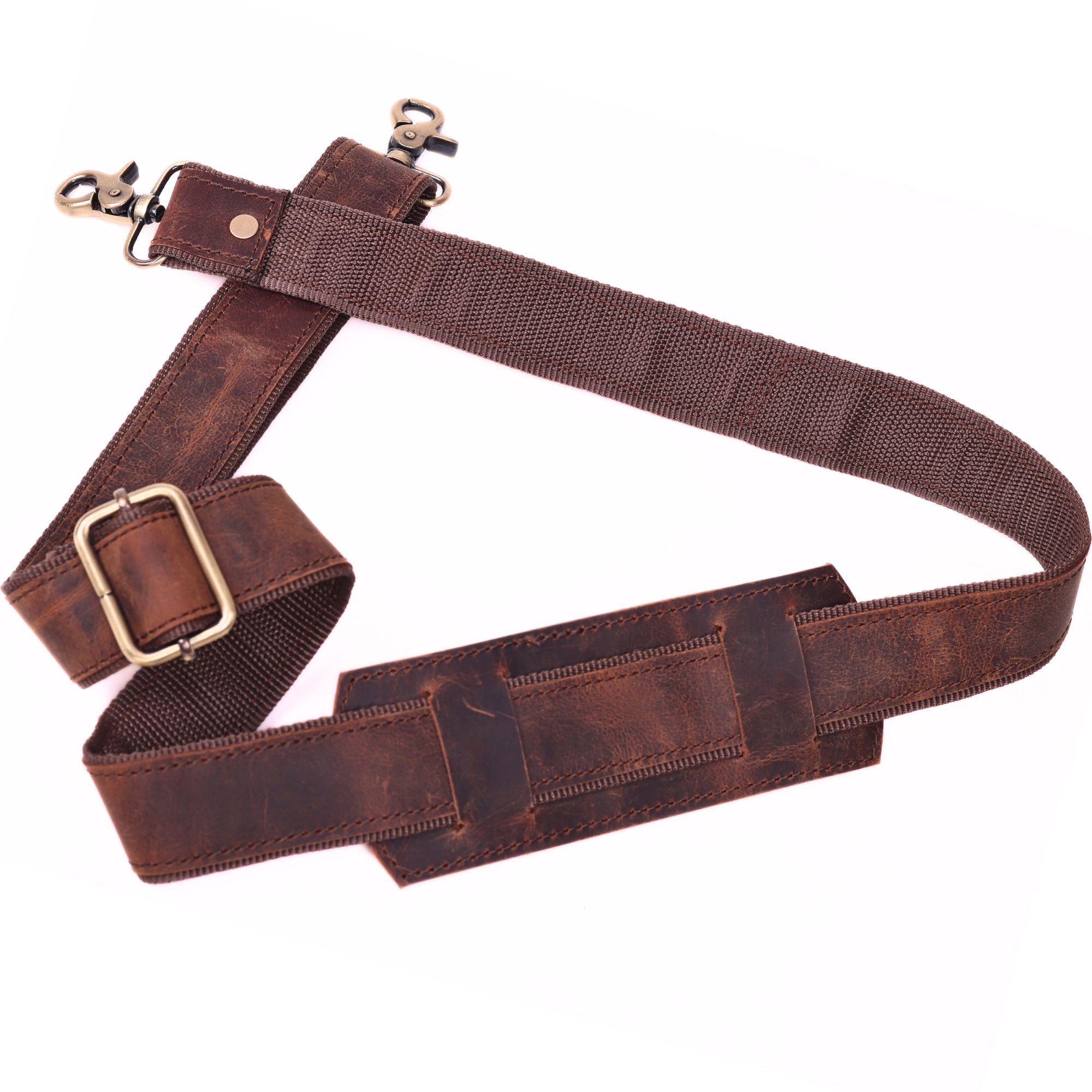 DEKVIO Mahogany Brown Genuine Leather Replacement Shoulder Strap | Universal Adjustable Crossbody Strap for Duffle, Messenger, Laptop & Briefcase Bags
