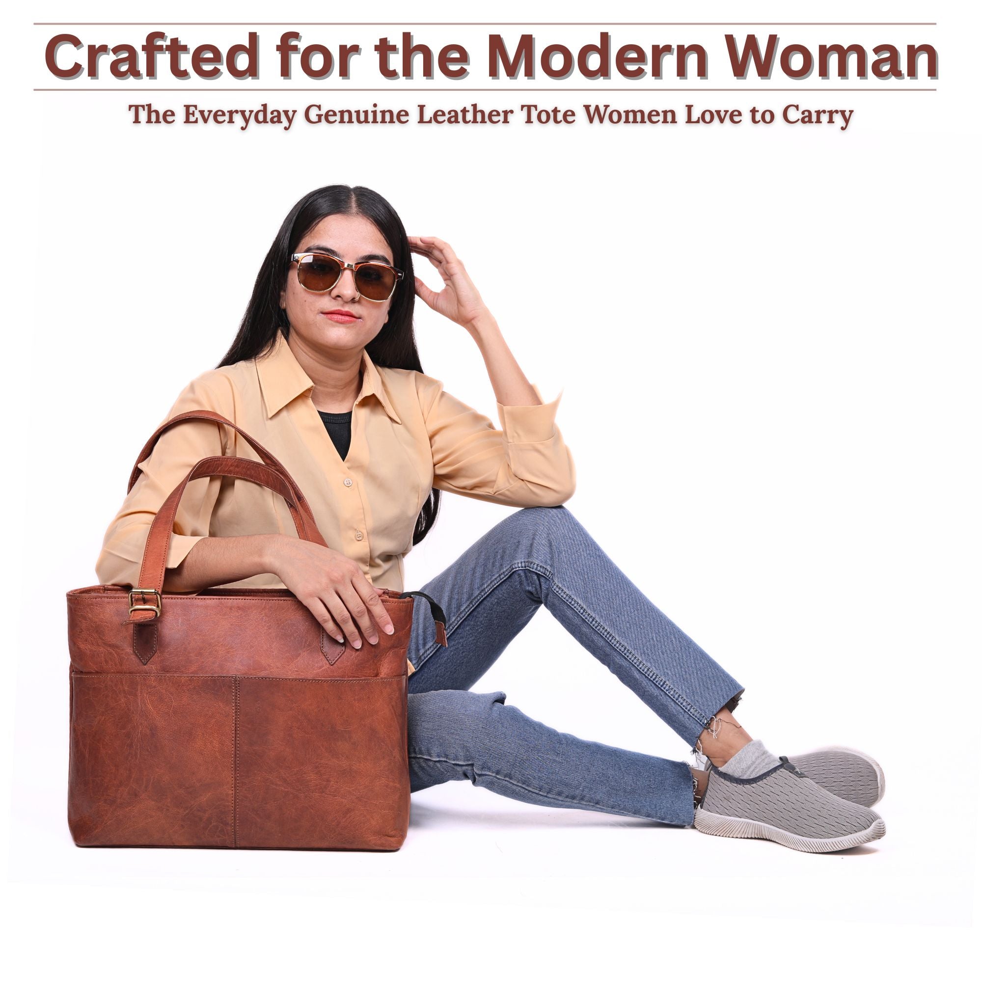DEKVIO Leather Tote Bag for Women Large Capacity Shoulder Handbag Genuine Leather Everyday Purse for Work Travel Shopping