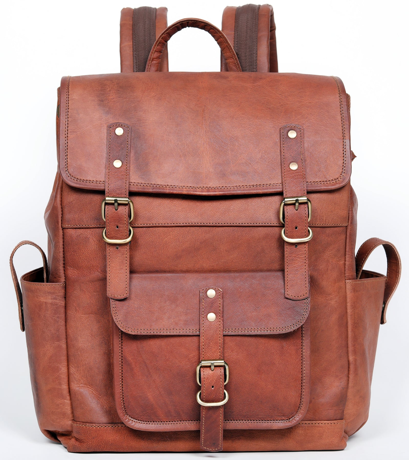 DEKVIO Leather Utility Laptop Backpack | Full Grain Travel & Work Bag