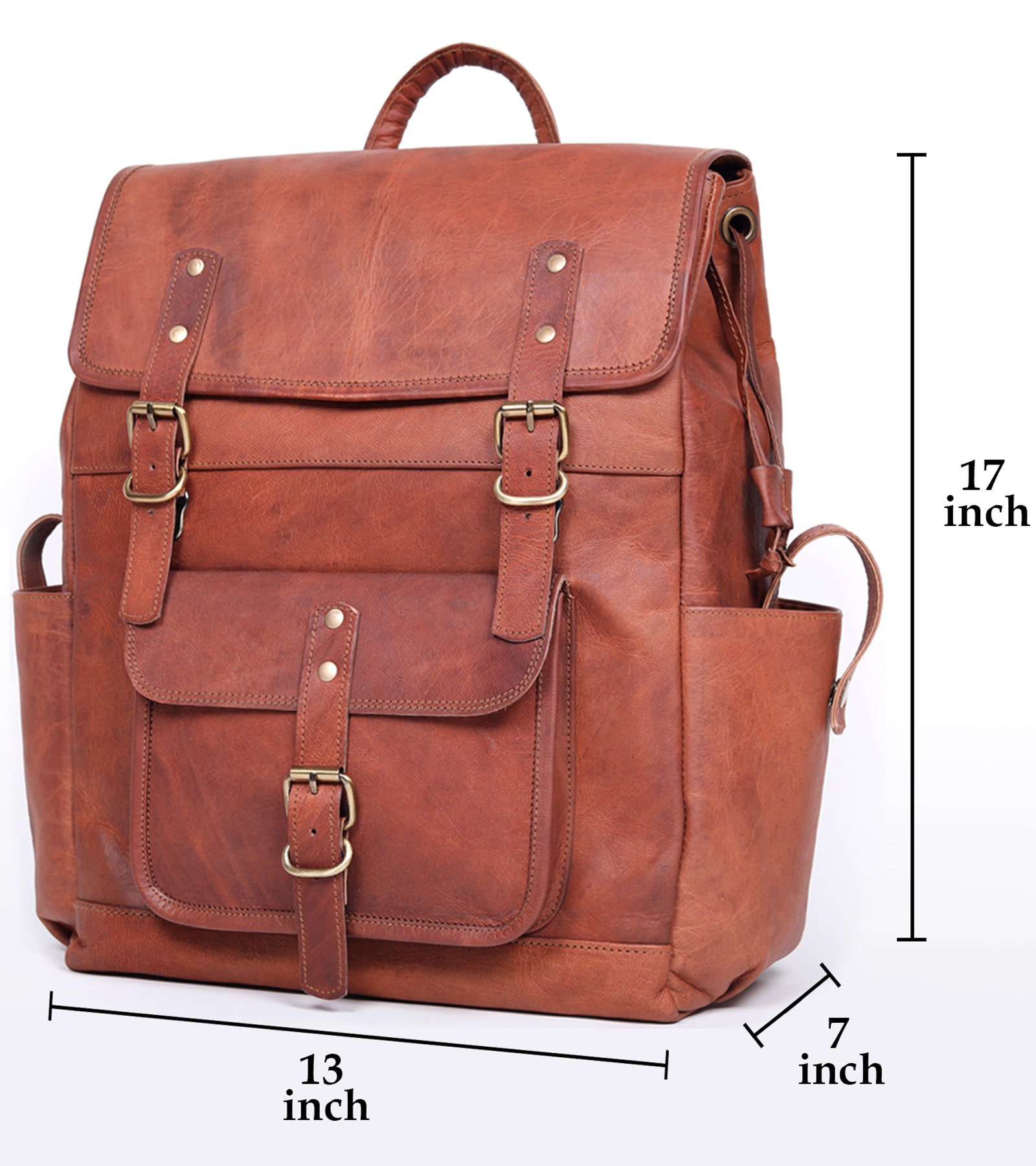 DEKVIO Leather Utility Laptop Backpack | Full Grain Travel & Work Bag