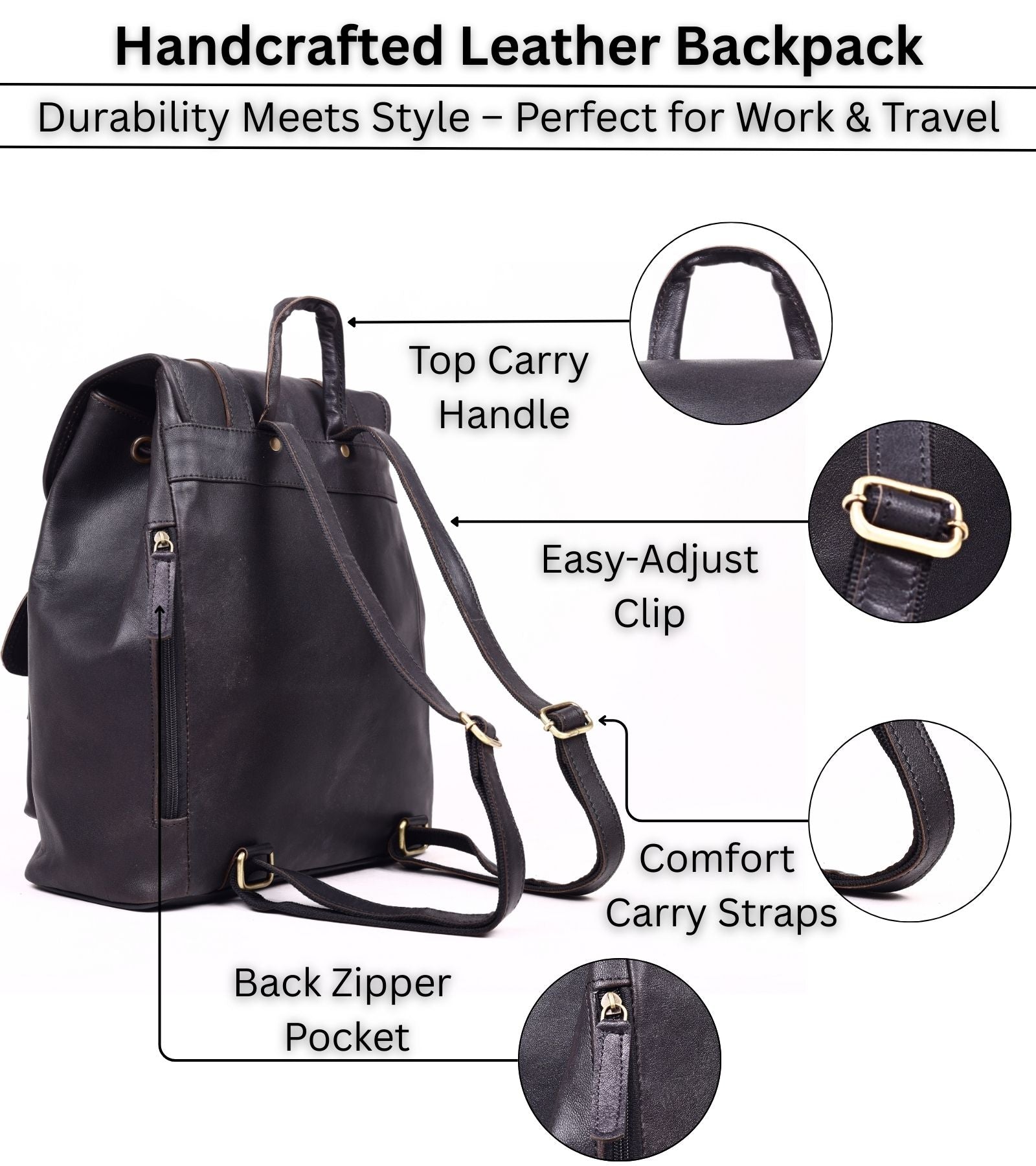 DEKVIO 17" Large Handcrafted Genuine Leather Backpack | Explorer Laptop Rucksack for Men & Women | Travel, Work & College | Brown, Coffee, Tan, Black