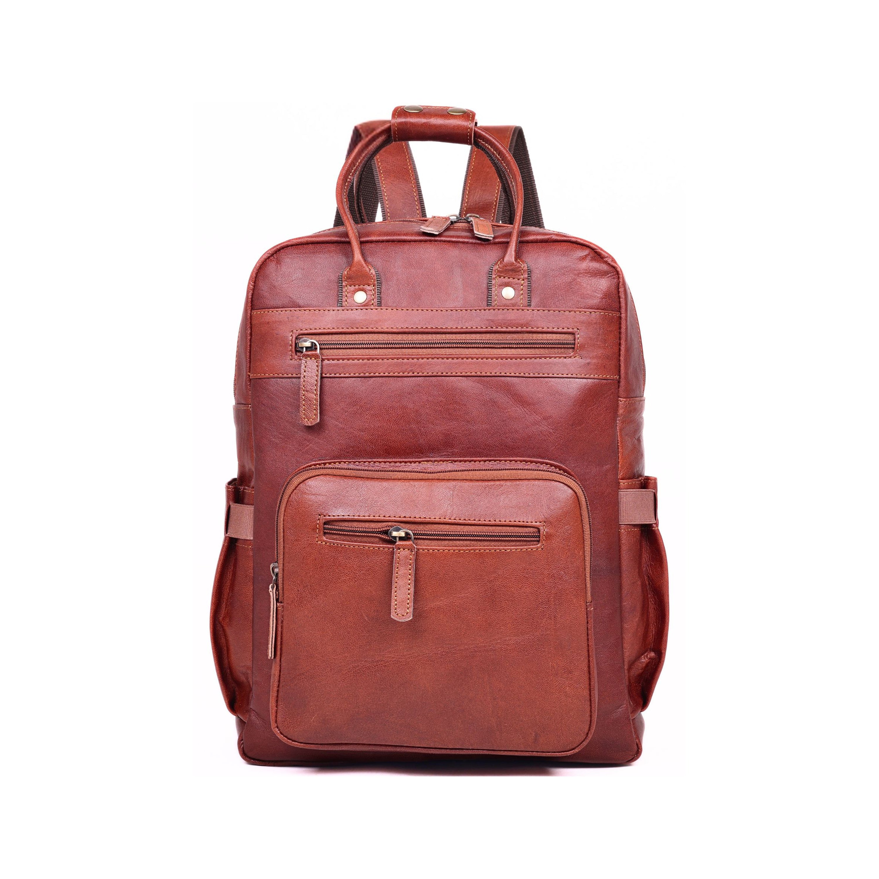 DEKVIO 17" Large Handcrafted Genuine Leather Backpack | Triple-Buckle Adventure Rucksack for Men & Women | Travel, Hiking & Office | Brown, Coffee, Tan, Black