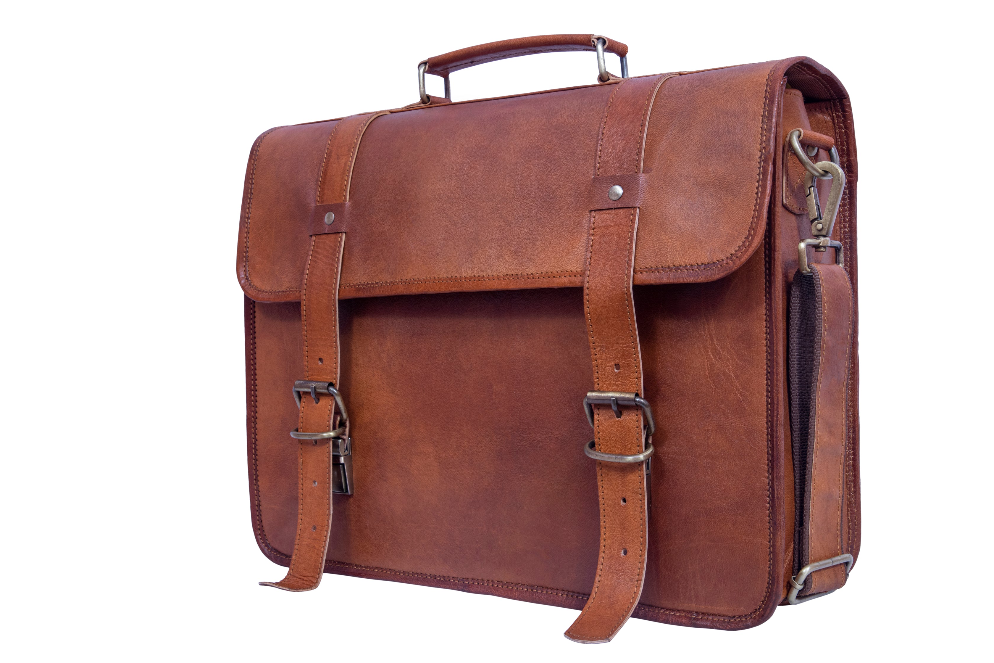 DEKVIO Leather Messenger Bag 15.6 Inch Laptop Briefcase Satchel Vintage Crossbody Shoulder Bag for Men Women