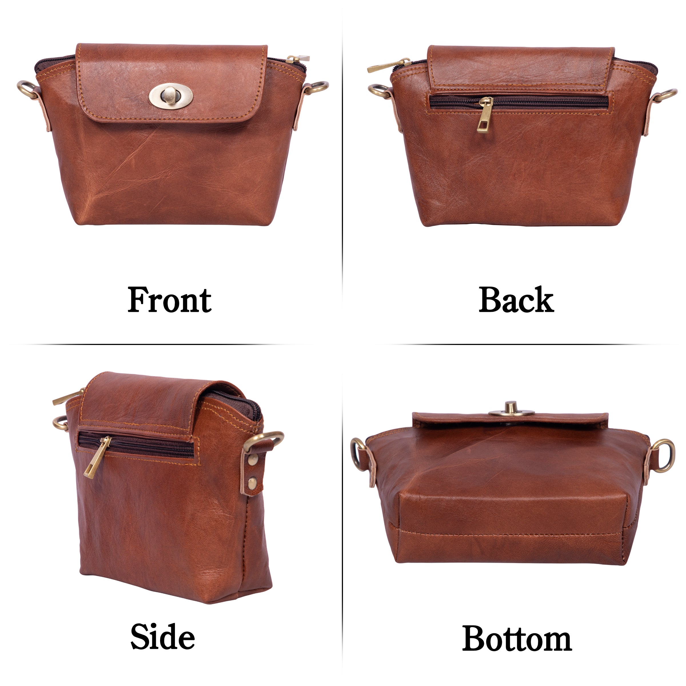 DEKVIO Women's Small Crossbody Purse | Handcrafted Full-Grain Leather | Magnetic Snap Closure | Multi Pockets