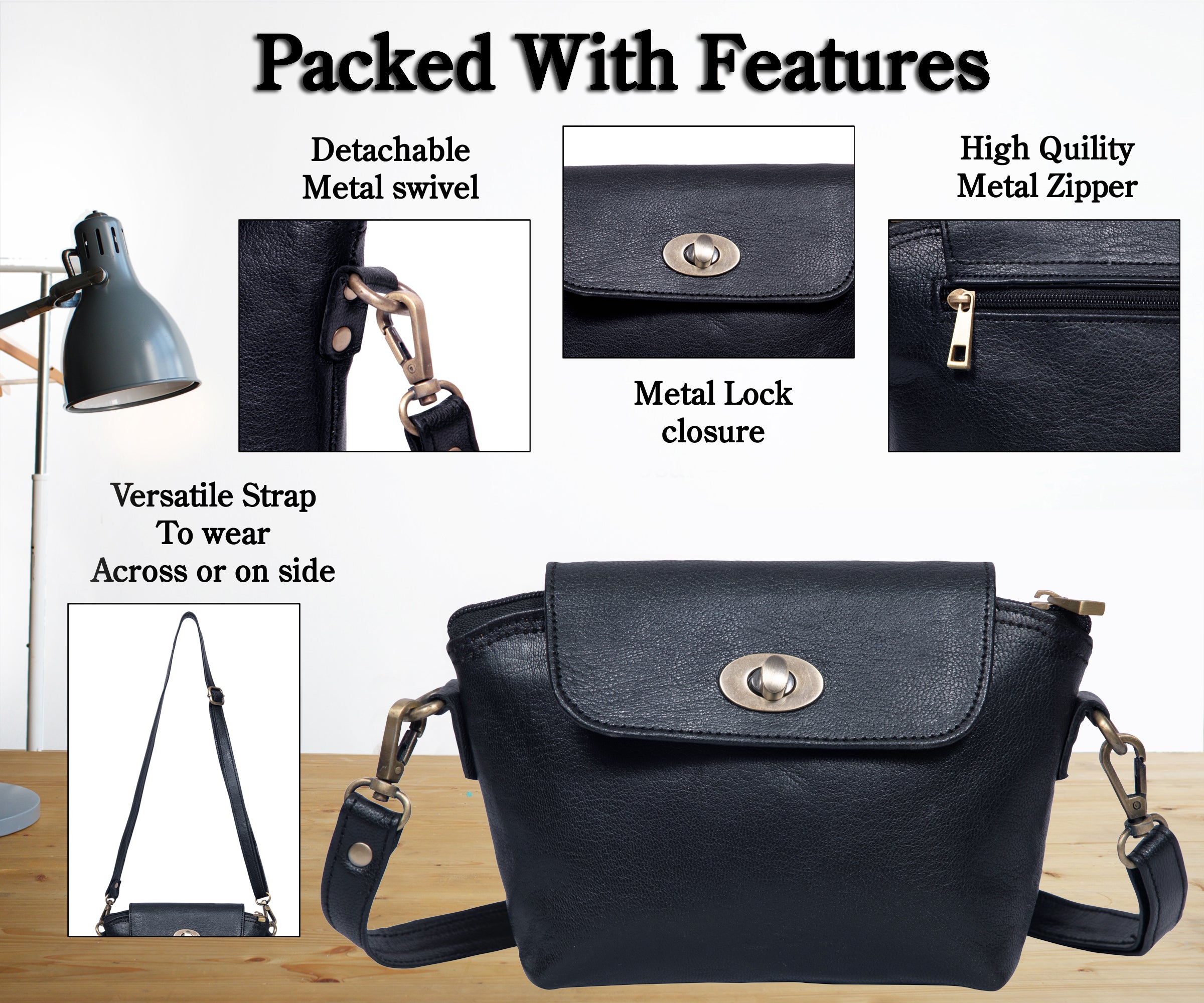 DEKVIO Women's Small Crossbody Purse | Handcrafted Full-Grain Leather | Magnetic Snap Closure | Multi Pockets