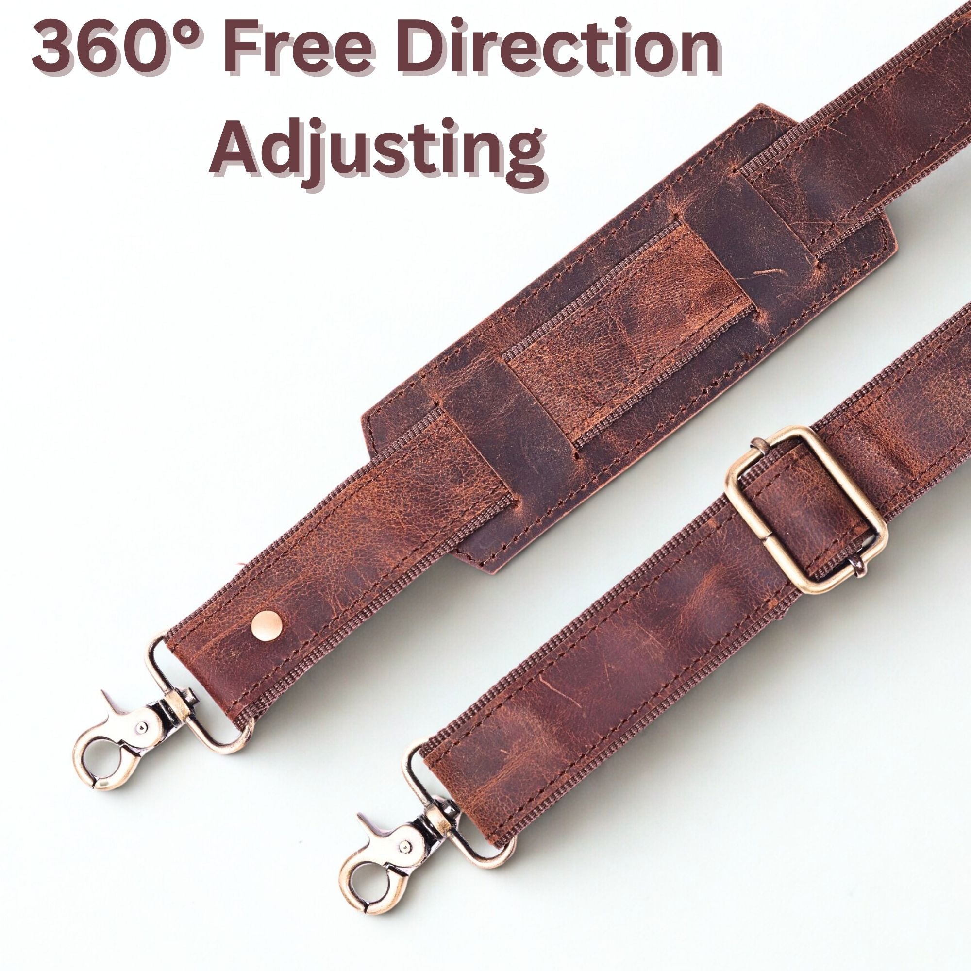 DEKVIO Mahogany Brown Genuine Leather Replacement Shoulder Strap | Universal Adjustable Crossbody Strap for Duffle, Messenger, Laptop & Briefcase Bags