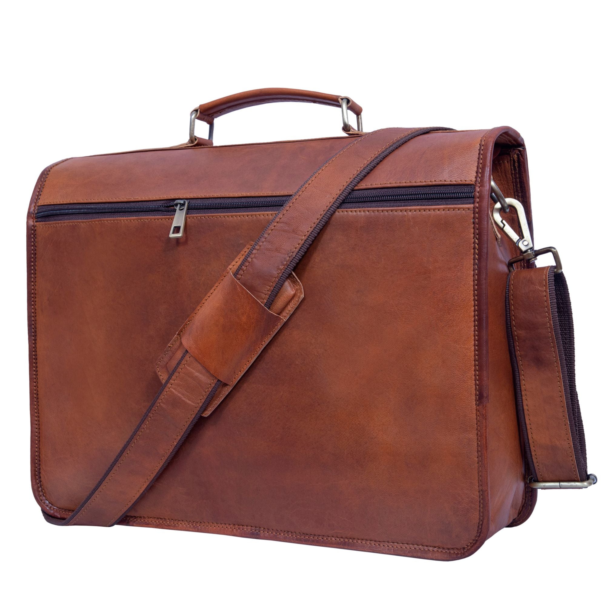 DEKVIO Leather Messenger Bag 15.6 Inch Laptop Briefcase Satchel Vintage Crossbody Shoulder Bag for Men Women