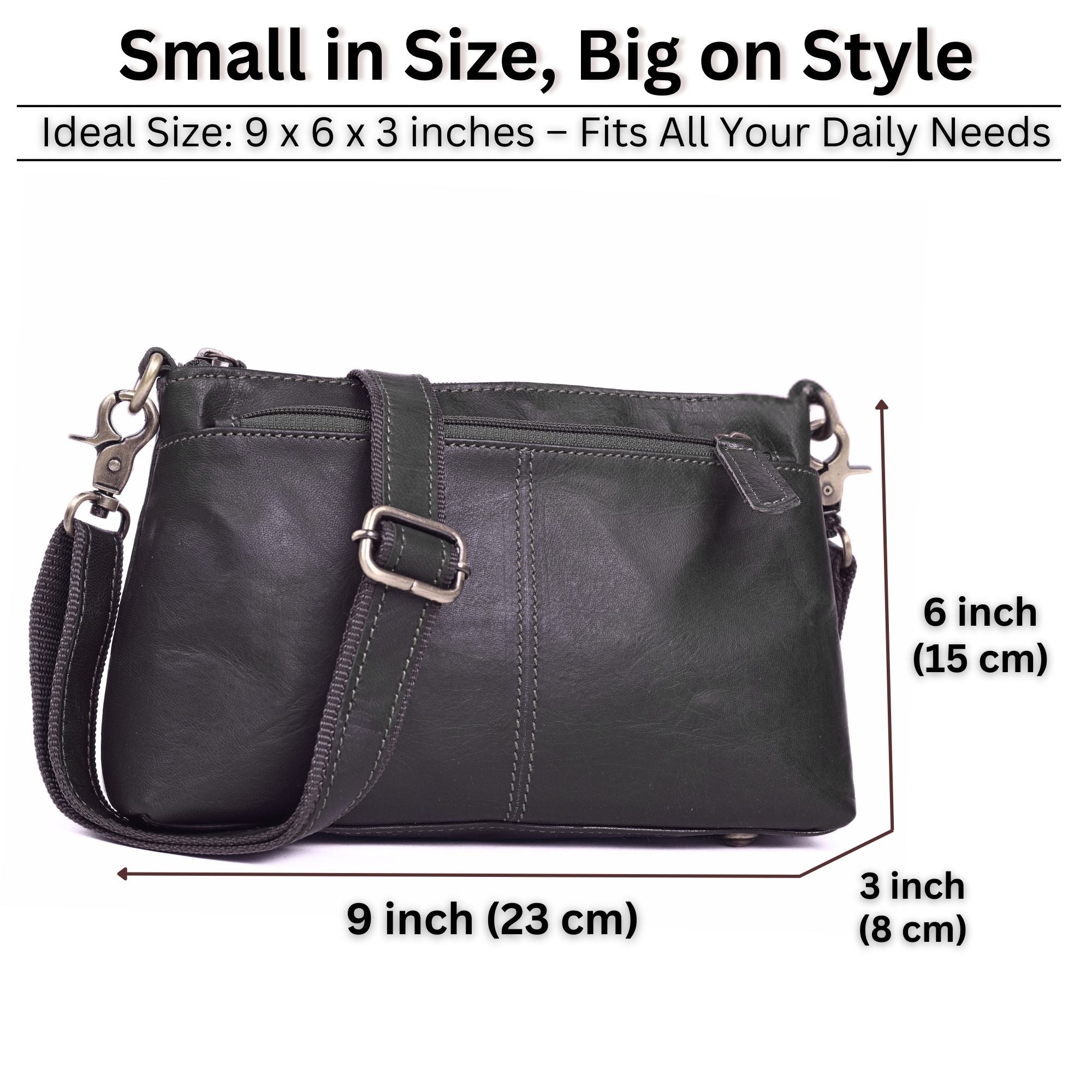 DEKVIO Small Genuine Leather Crossbody Purse for Women | 3-Zip Vintage Leather Shoulder Bag | Brown, Coffee, Tan, Black